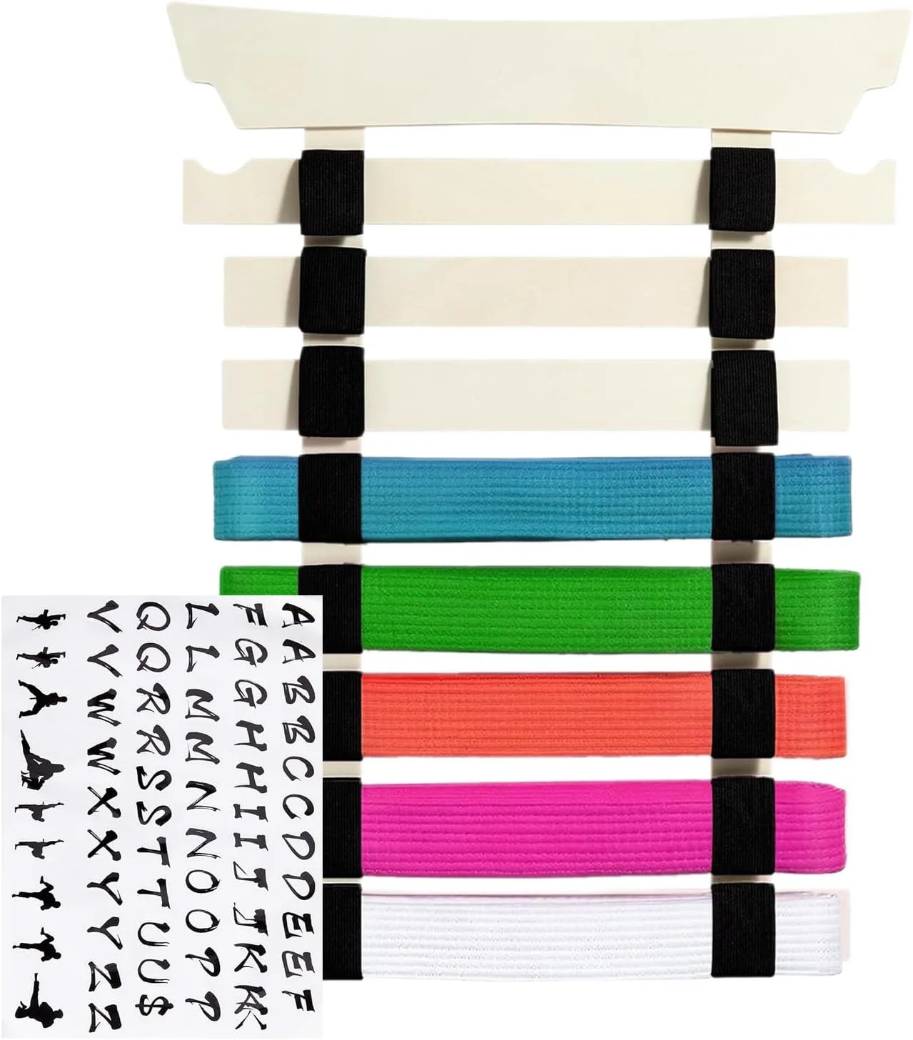 نگهدارنده کمربند کاراته با استیکر - بدون نیاز به سرهم بندی، قفسه نگهداری تجهیزات ورزشی برای کودکان، زنان، مردان، نوجوانان و مبتدیان