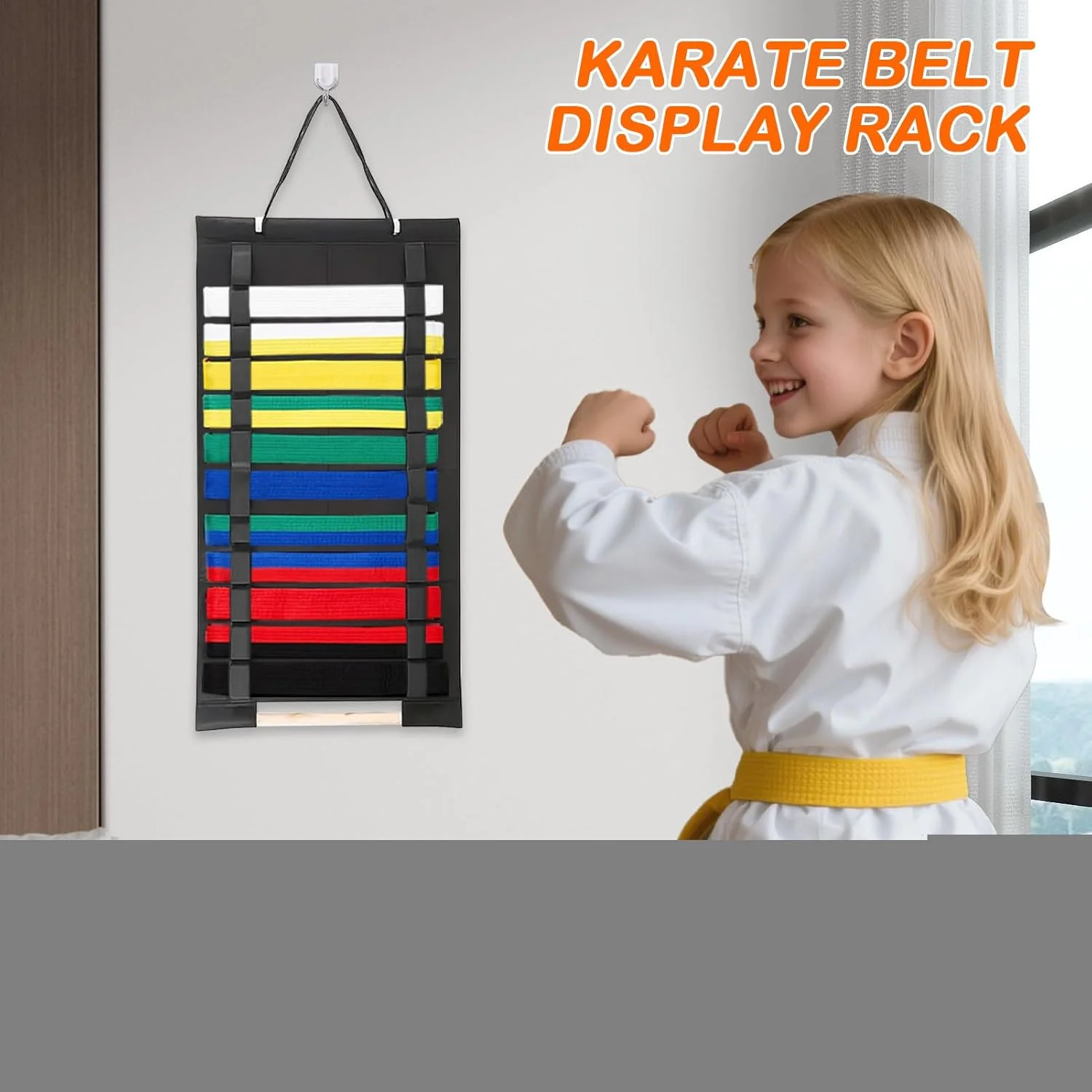 نگهدارنده کمربند کاراته - نگهدارنده سازمان دهنده دیواری نمدی برای کمربند کشتی | صرفه جویی در فضا، لوازم جانبی هنرجوی هنرهای رزمی برای کمد، درب، اتاق نشیمن، اتاق خواب