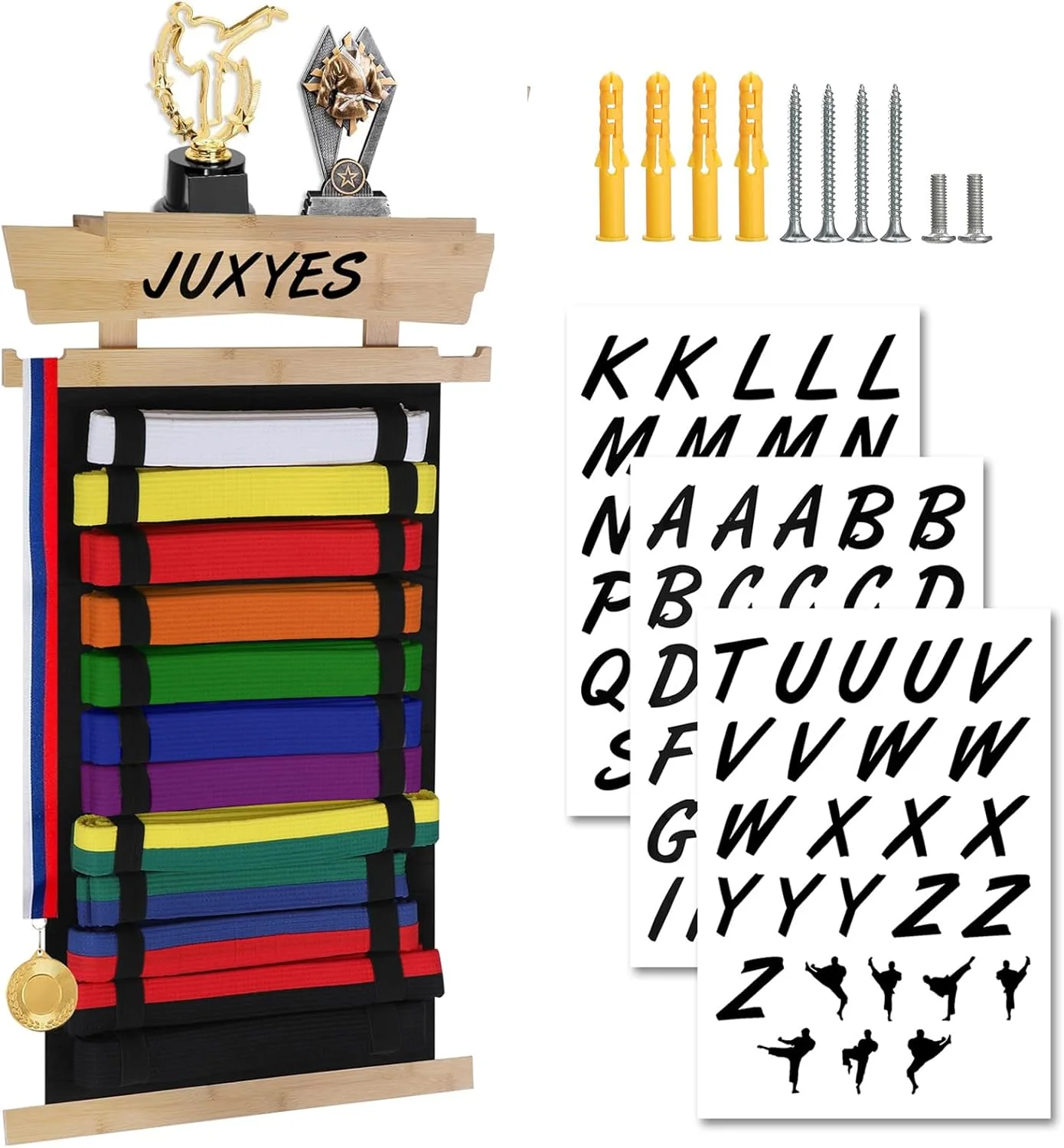 نگهدارنده کمربند هنرهای رزمی دیواری با قفسه نمایش مدال و جام، نگهدارنده کمربند بامبو کاراته، نگهدارنده کمربند تکواندو دیواری برای هنرجویان هنرهای رزمی نگهدارنده کمربند هنرهای رزمی دیواری با قفسه نمایش مدال و جام، نگهدارنده کمربند بامبو کاراته، نگهدارنده کمربند تکواندو دیواری برای هنرجویان هنرهای رزمی