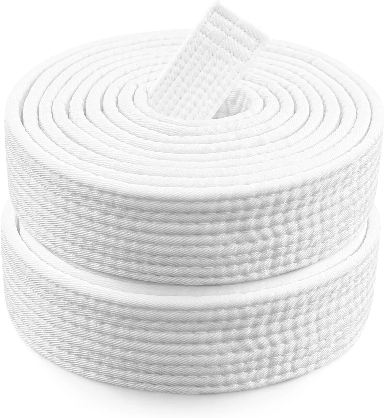 بسته 2 عددی کمربند جودو کاراته، کمربند جودو پلی استر سفید 2.6 متری، کمربند هنرهای رزمی، کمربند تکواندو 4 سانتی متری برای دروس هنرهای رزمی تکواندو، تمرین