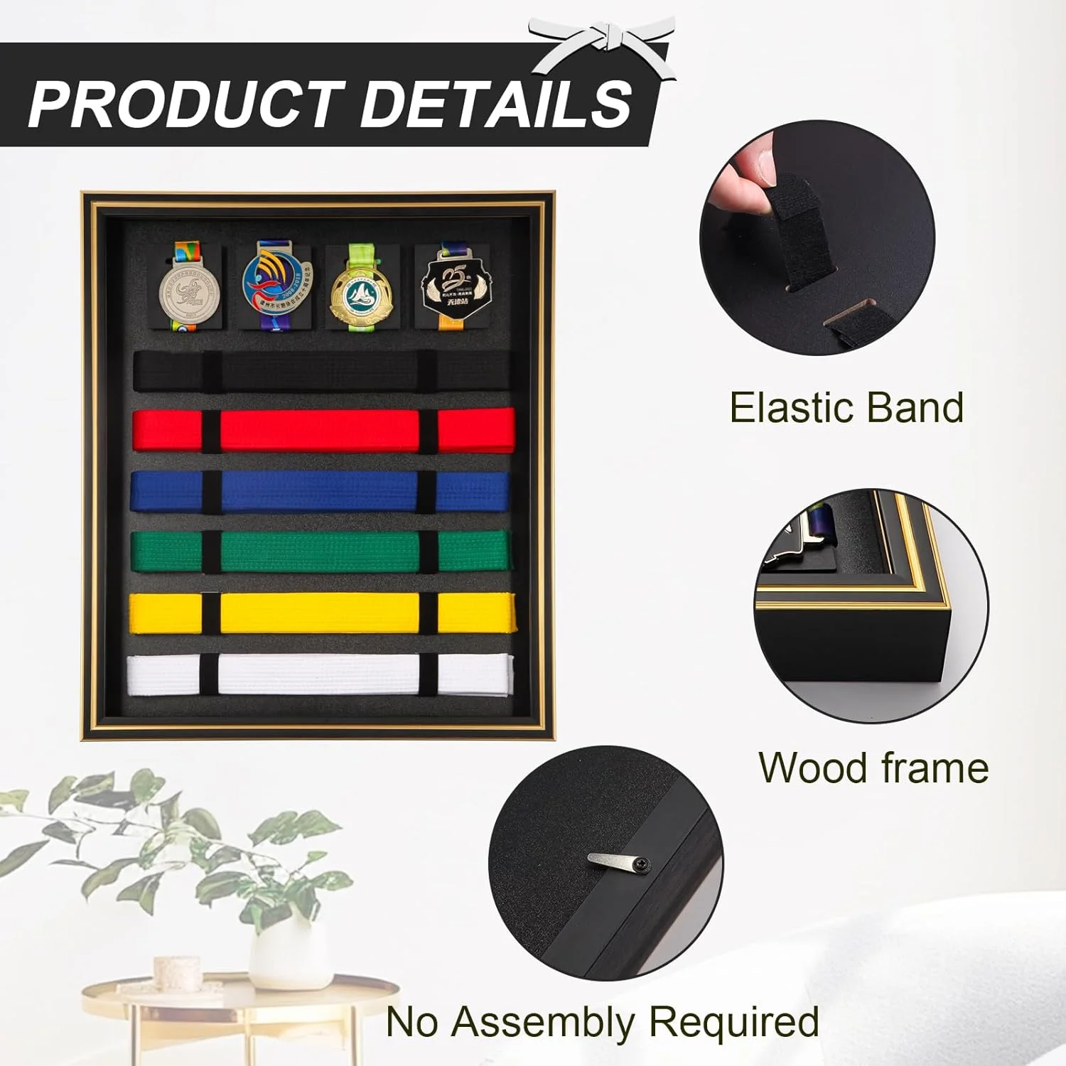 استند نمایش کمربند تکواندو HAIZIMI - نگهدارنده کمربند هنرهای رزمی چوبی برای کاراته، تکواندو، BJJ - قابل نصب روی دیوار یا ایستاده - ایده آل برای کمربندهای رنگی و مشکی