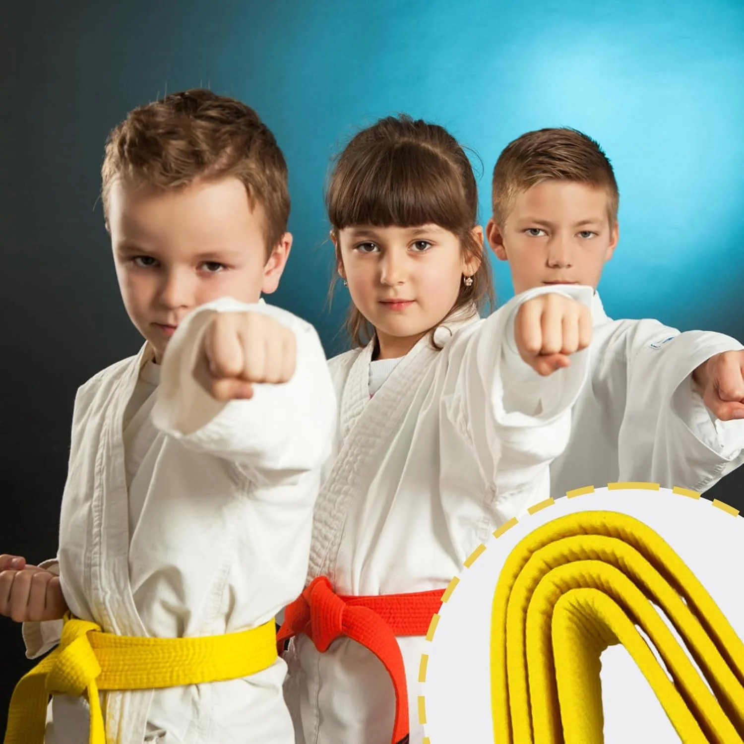 بسته 2 عددی کمربند جودو کاراته، کمربند جودو، سفید زرد، کمربند تکواندو، زرد، کمربند هنرهای رزمی، کودکان، 260 سانتی متر، 4 سانتی متر عرض، کمربندهای پنبه ای کاراته جودو تکواندو هنرهای رزمی، کمربند بودو