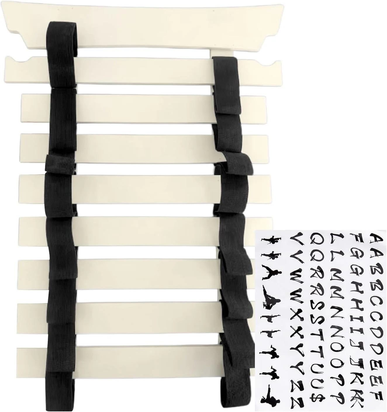 نگهدارنده کمربند هنرهای رزمی | سازمان دهنده کمربند کاراته به همراه چوب لباسی و استیکر - قفسه سازمان دهنده تجهیزات ورزشی برای کودکان، زنان، مردان، متخصصان و نوجوانان