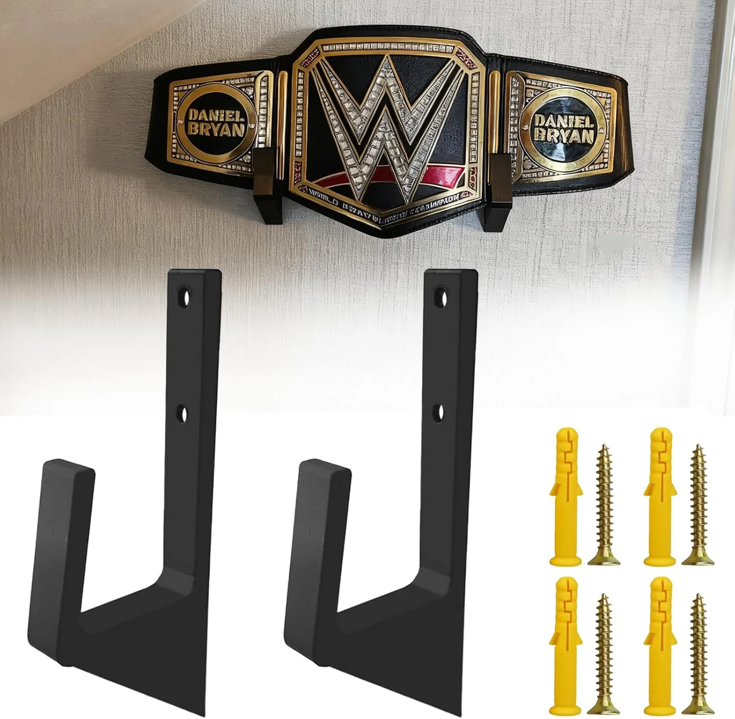 نگهدارنده کمربند قهرمانی کشتی Agamino، نصب دیواری برای کمربندهای WWE و AEW، سازمان دهنده نمایش افقی سنگین با پشتیبانی پایین برای همه کمربندهای قهرمانی کشتی، ایده آل برای طرفداران و کلکسیونرها