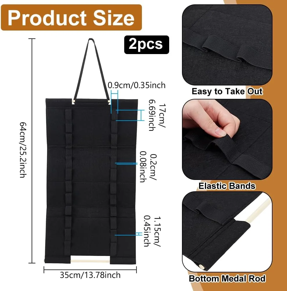 NBEADS 2 عدد قفسه نمایش کمربند کاراته، آویز دیواری سازمان دهنده کمربند هنرهای رزمی، نگهدارنده نمایش کمربند تکواندو با قفسه آویز مدال برای هنرجویان هنرهای رزمی، ظرفیت 12 کمربند در هر عدد