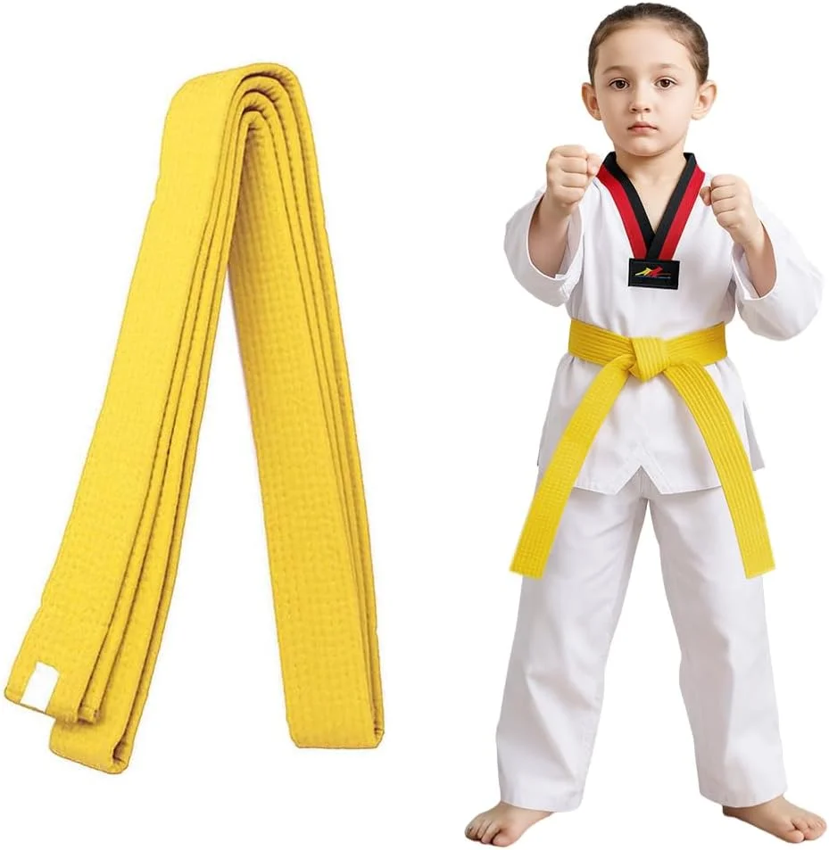 کمربند تکواندو زرد، کمربند جودو، کمربند جودو کاراته، کاراته هنرهای رزمی، کمربند تکواندو جودو، کمربند حرفه ای کاراته آیکیدو برای کودکان و بزرگسالان، کمربند هنرهای رزمی - 1 عدد 240 سانتی متر