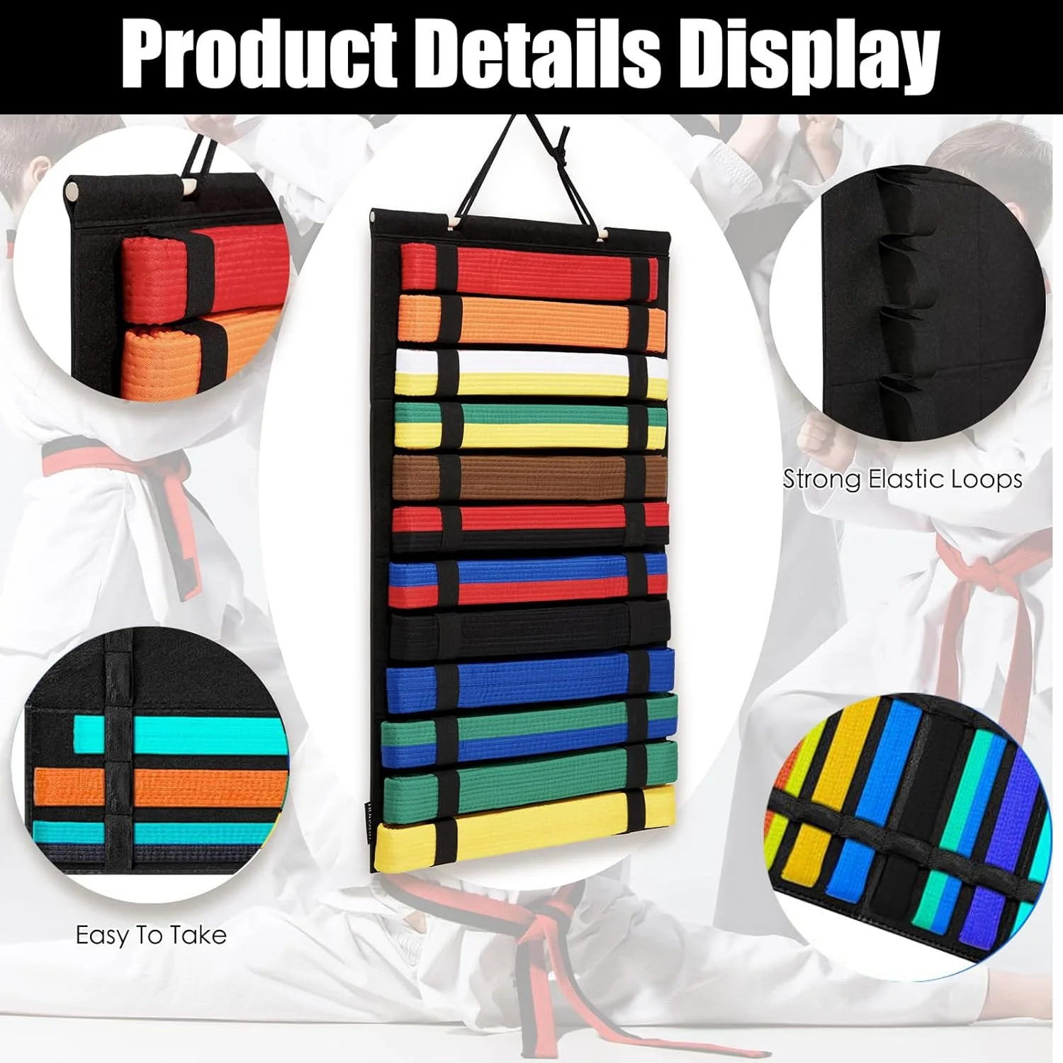 نگهدارنده کمربند کاراته با ظرفیت 12 کمربند - قفسه نمایش کمربند هنرهای رزمی، سازمان دهنده کمربند تکواندو برای ورزش کاراته، مبتدی، حرفه ای، دانش آموز، هدیه برای کودکان، نوجوانان و بزرگسالان (بدون کمربند)