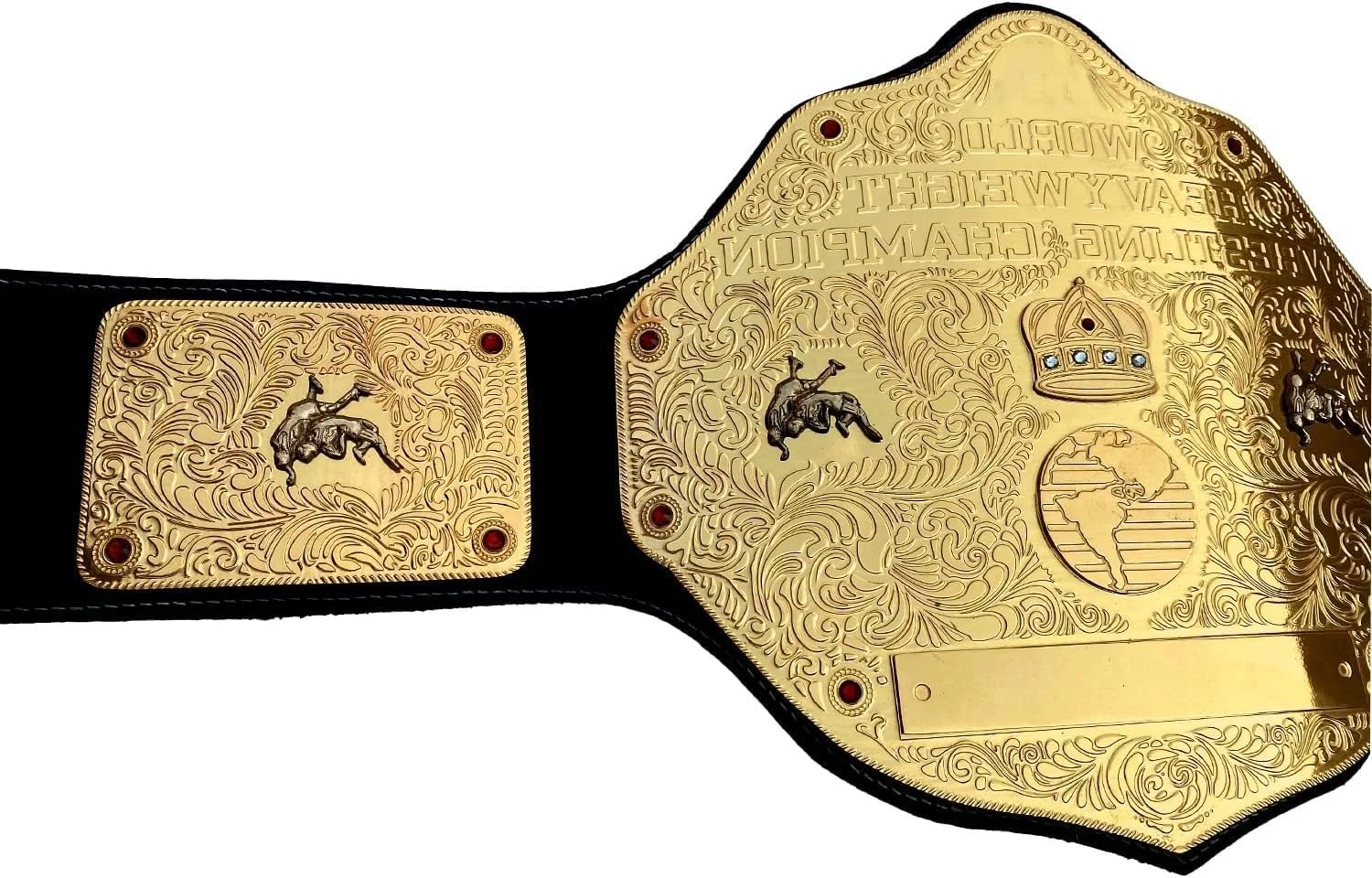 ماکت کمربند قهرمانی بزرگ طلایی - ماکت کمربند قهرمانی سنگین وزن جهان - کمربند کشتی بزرگسالان با بند چرمی قابل تنظیم