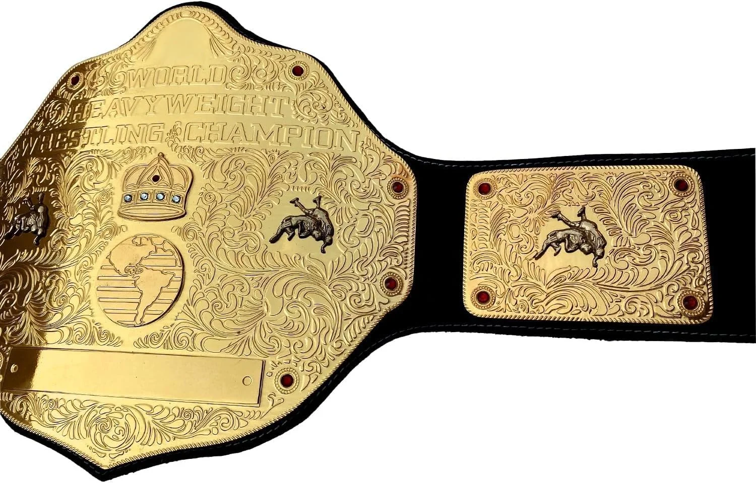 ماکت کمربند قهرمانی بزرگ طلایی - ماکت کمربند قهرمانی سنگین وزن جهان - کمربند کشتی بزرگسالان با بند چرمی قابل تنظیم
