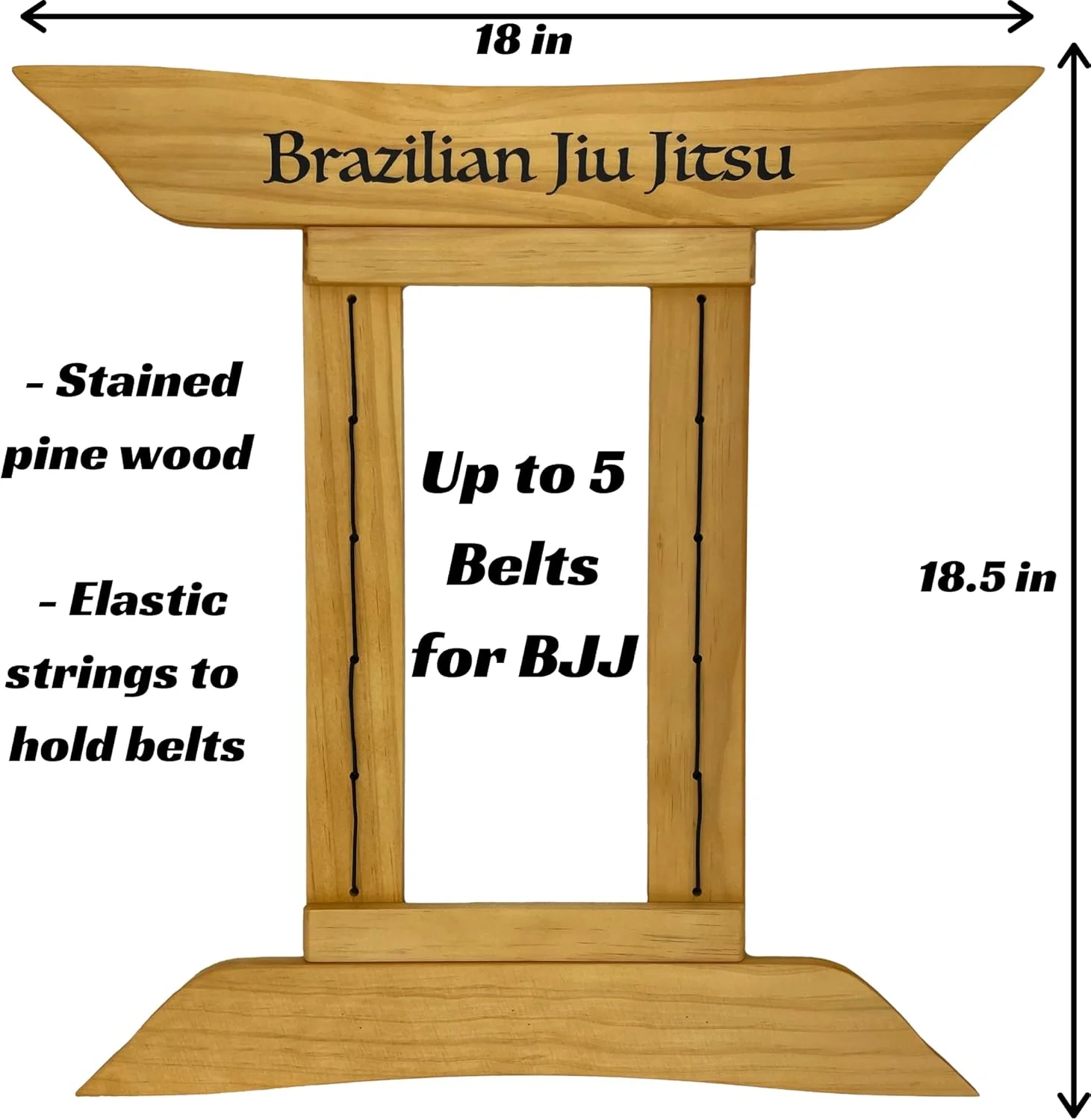 استند کمربند جوجیتسو برزیلی Alley Cats | قفسه کمربند BJJ برای 5 کمربند به همراه آویز مدال | از سفید تا مشکی | جا کمربندی هنرهای رزمی | هدیه برای ورزشکاران جوجیتسو | OSS
