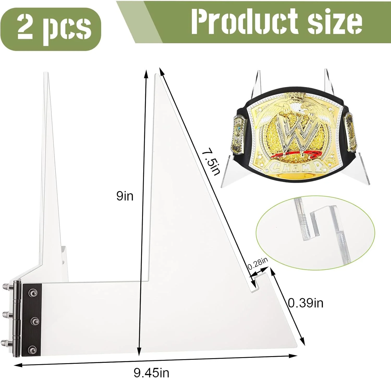 پایه نمایش کمربند قهرمانی اکریلیک، نگهدارنده سگک کمربند کشتی 2 عددی، برای کشتی، فوتبال، بوکس، نمایش دکور شخصی یا تجاری (2 عدد)