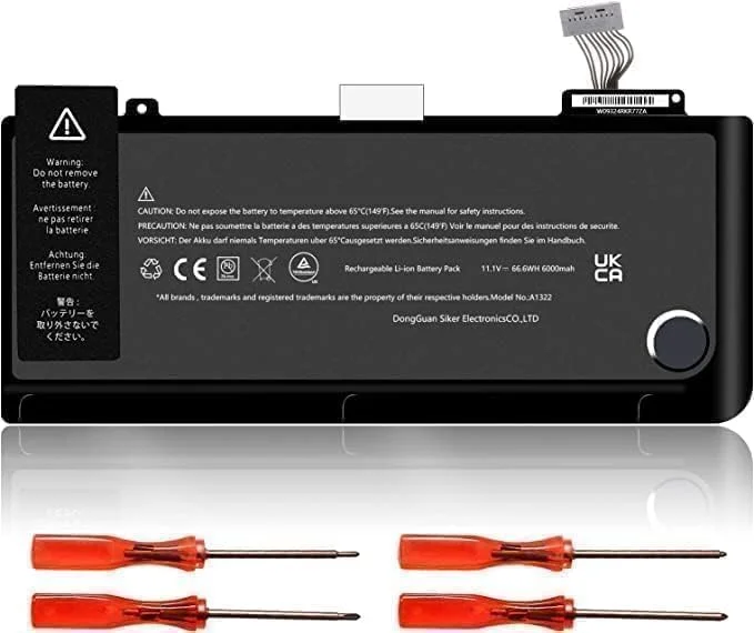 باتری A1278 A1322 سازگار با Apple MacBook Pro 13 اینچی (نسخه اواسط سال 2009 2010 2011 2012) MB990*/A / MB990CH/A / MB990J/A / MB990LL/A / MB990ZP/A / MB991*/A MC700LL/A MC724LL/