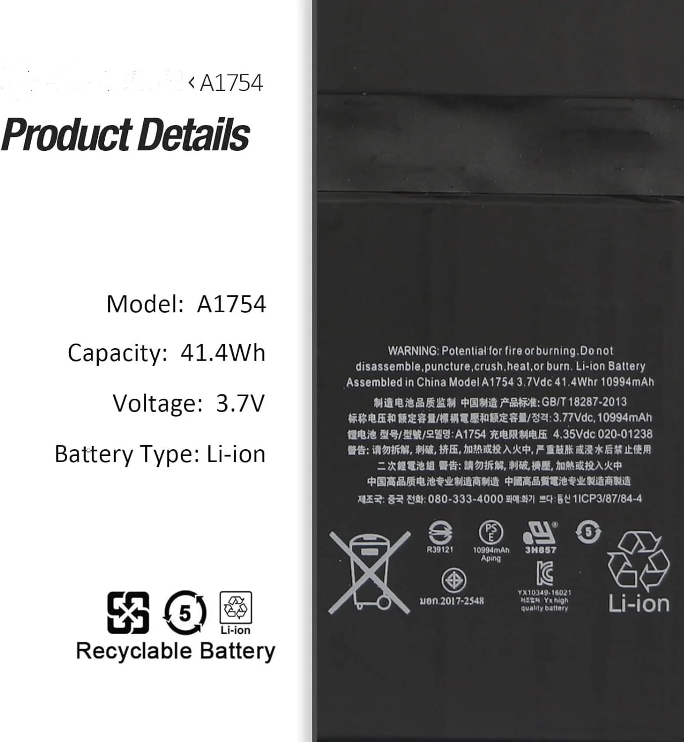 باتری A1754 سازگار با Apple iPad Pro 12.9 نسل دوم 2 A1670 A1671 2017 EMC 3149 3150 WiFi MQEE2LL/A MQDC2LL/A MP6H2LL/A MPL02LL/A MQDA2LL/A MP6G2LL/A MPKY2LL/A MQDD2LL/A MP6J2LL/A MPL12LL/A باتری A1754 سازگار با Apple iPad Pro 12.9 نسل دوم 2 A1670 A1671 2017 EMC 3149 3150 WiFi MQEE2LL/A MQDC2LL/A MP6H2LL/A MPL02LL/A MQDA2LL/A MP6G2LL/A MPKY2LL/A MQDD2LL/A MP6J2LL/A MPL12LL/A