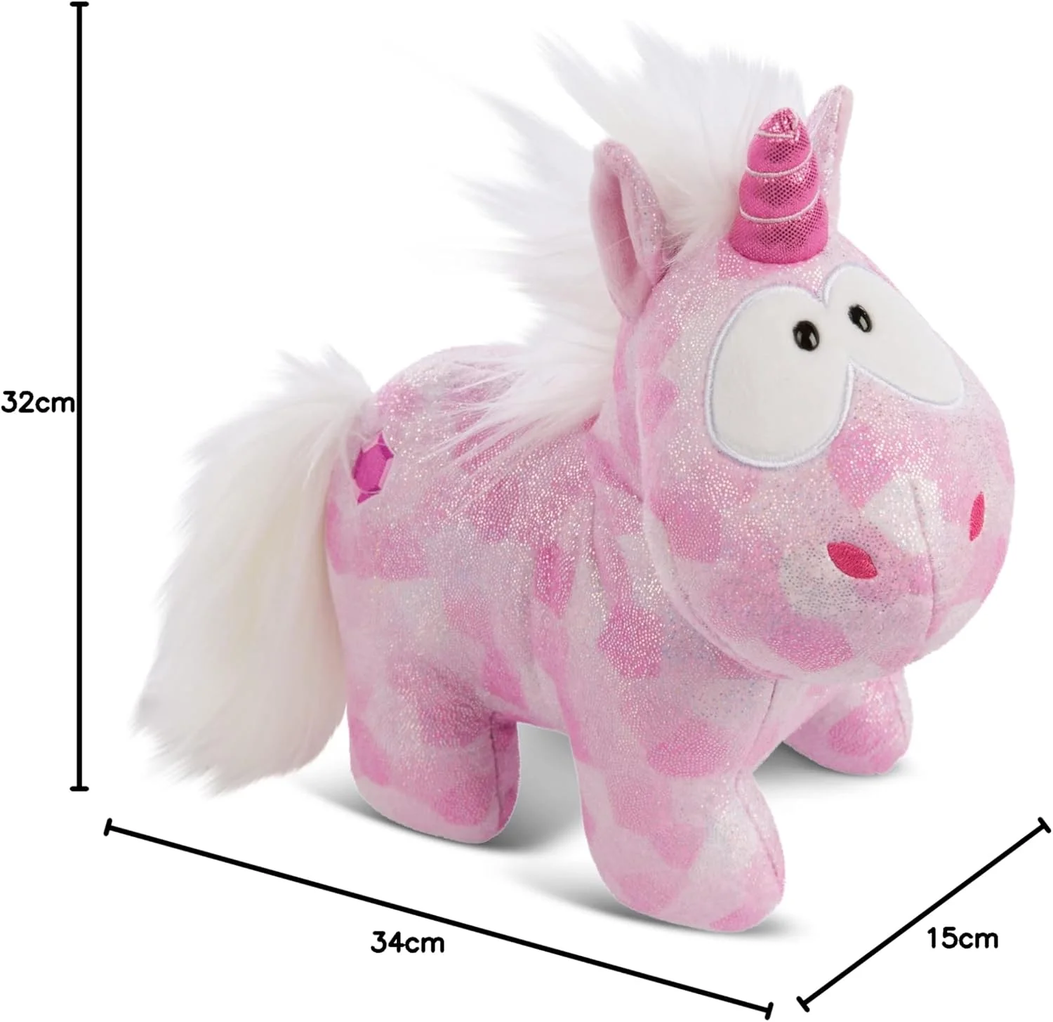 عروسک نرم نیکِی الماس صورتی 32 سانتی متر – اسباب بازی های بغلی تک شاخ برای دختران، پسران و نوزادان – حیوان پر شده کرکی برای نوازش و بازی – حیوانات مخمل خواب دار دنج