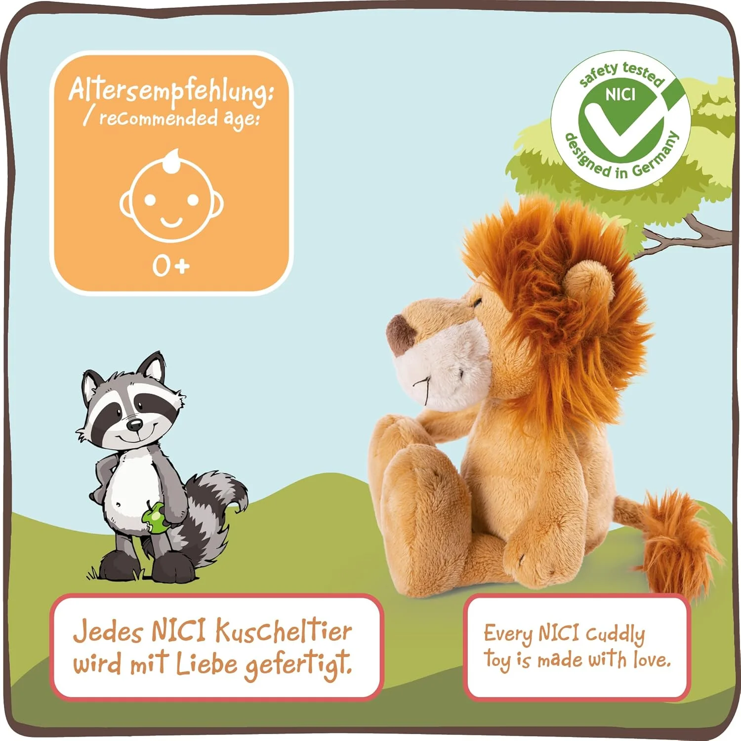 عروسک پولیشی شیری NICI مدل 48390 به طول 25 سانتی متر، مناسب دختران، پسران و نوزادان - عروسک شیری نرم و پشمالو برای بازی، جمع آوری و نوازش - عروسک بغلی دنج، بژ