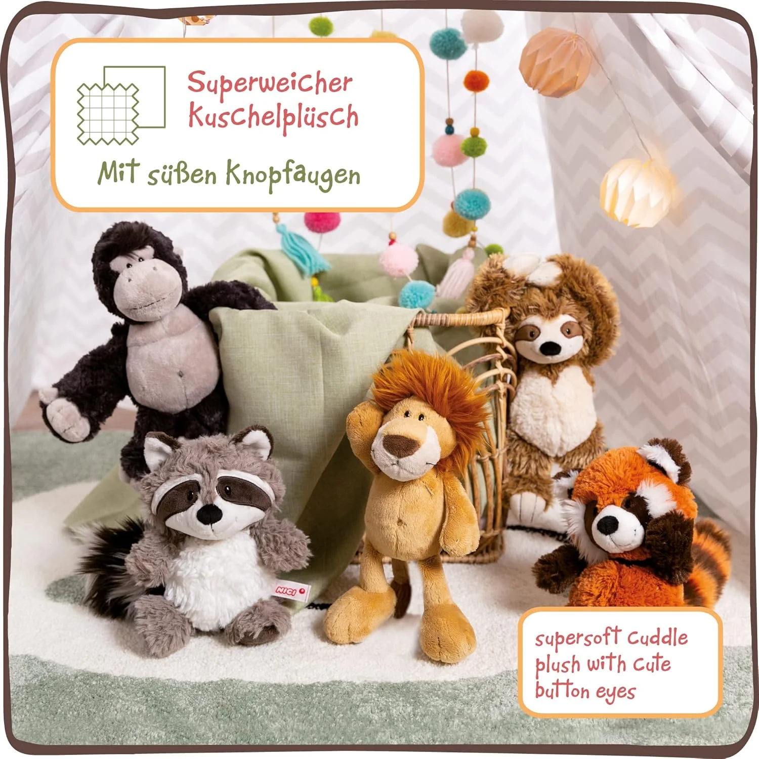 عروسک پولیشی شیری NICI مدل 48390 به طول 25 سانتی متر، مناسب دختران، پسران و نوزادان - عروسک شیری نرم و پشمالو برای بازی، جمع آوری و نوازش - عروسک بغلی دنج، بژ