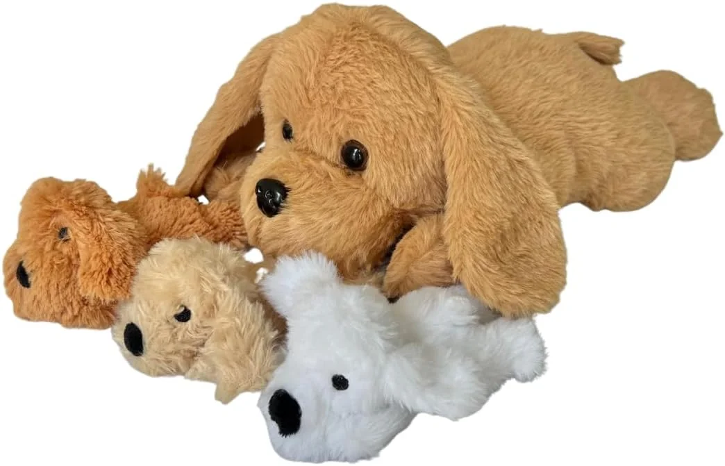 عروسک سگ پولیشی مامفکتوری® - اسباب بازی های هدیه برای دختران - اسباب بازی حیوانات عروسکی پولیشی - مادر سگ با 3 توله سگ در داخل شکمش