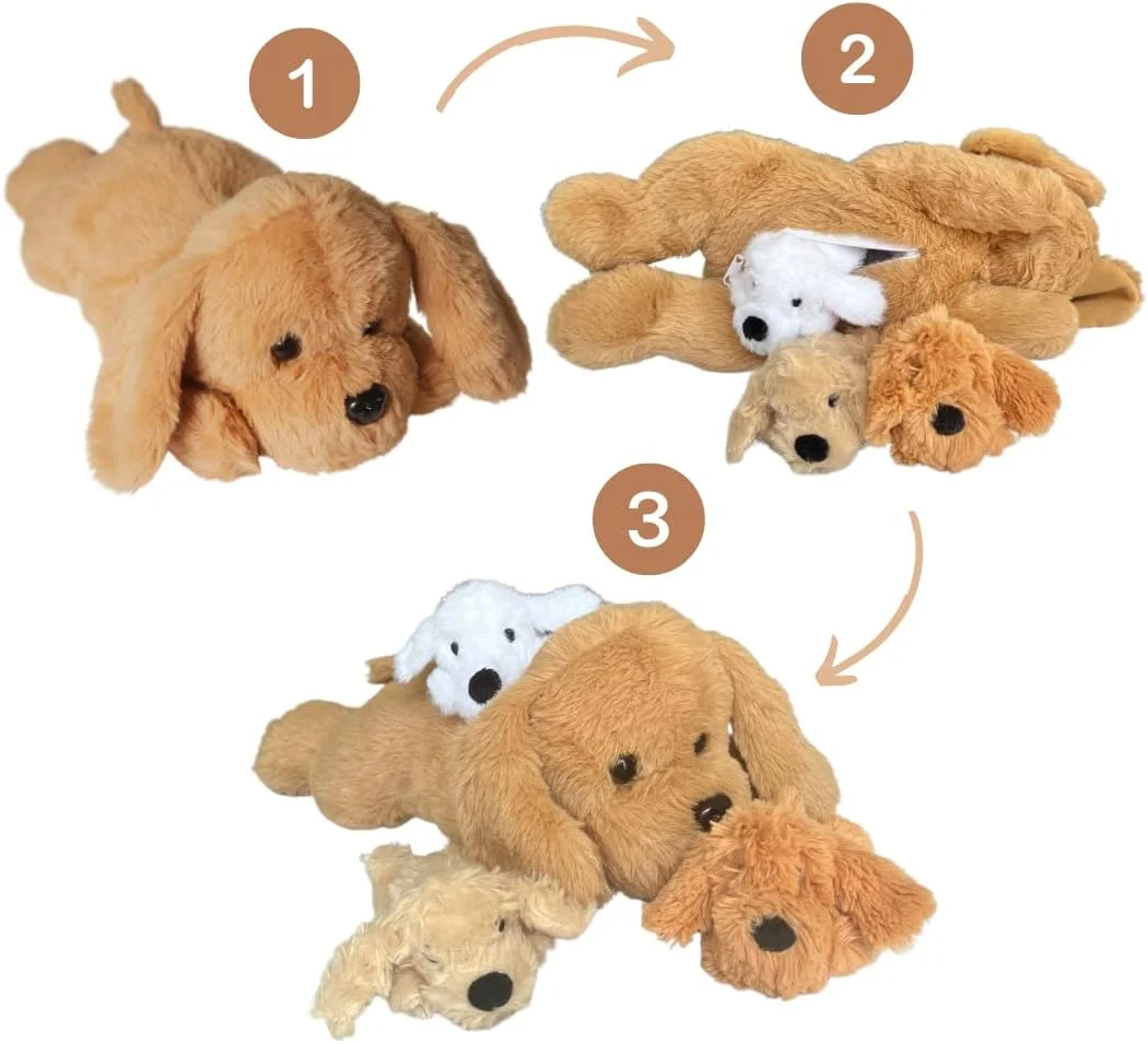 عروسک سگ پولیشی مامفکتوری® - اسباب بازی های هدیه برای دختران - اسباب بازی حیوانات عروسکی پولیشی - مادر سگ با 3 توله سگ در داخل شکمش