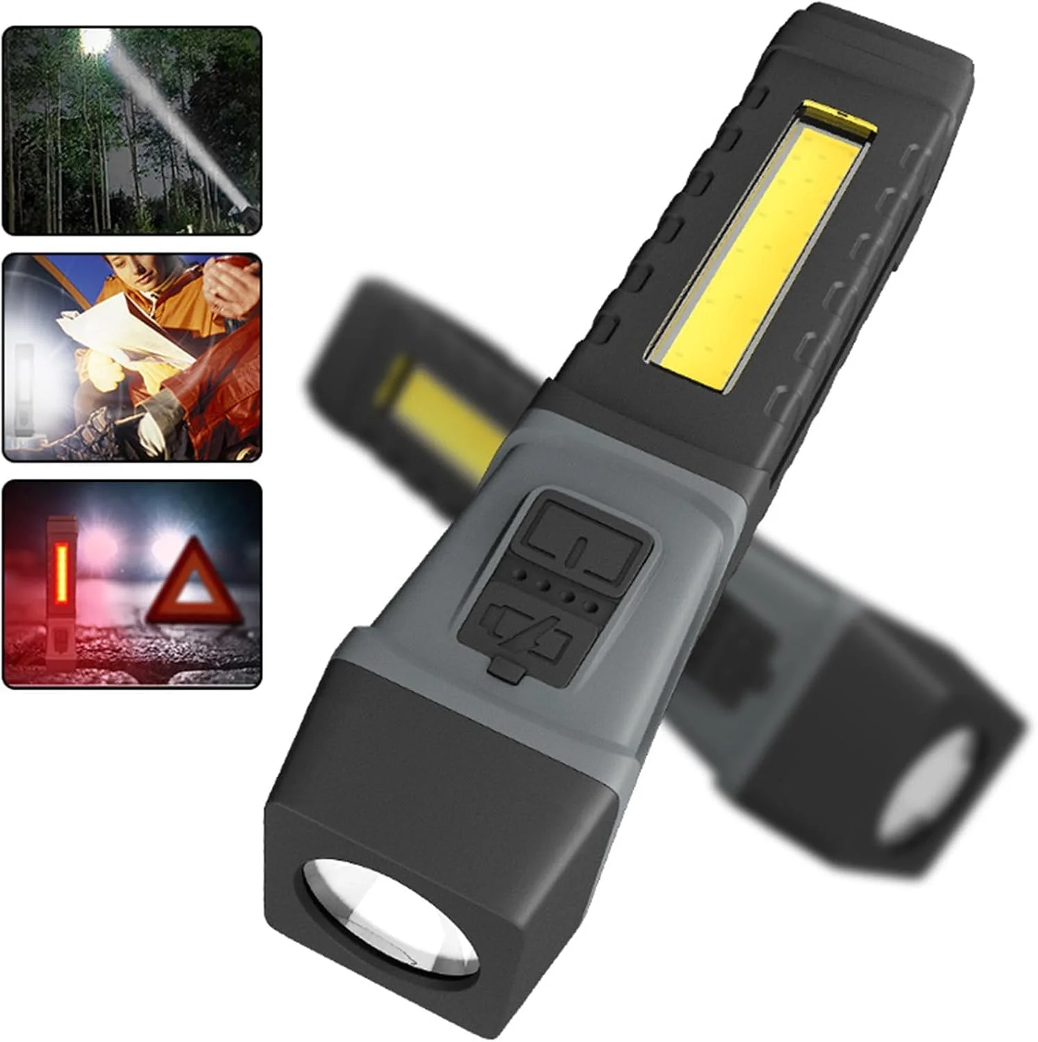 چراغ قوه شارژی LED MAKINGTEC، چراغ کار فوق العاده روشن با 5 حالت نورپردازی، چراغ قوه با پایه مغناطیسی و گیره، چراغ بازرسی قابل حمل تاشو 90 درجه برای کارگاه گاراژ اضطراری