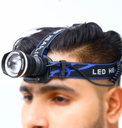 چراغ پیشانی LED شارژی جیپاس - باتری 1500 میلی آمپر ساعت با 4-6 ساعت کارکرد | 3 حالت چراغ قوه پیشانی دوچرخه سواری، کمپینگ و چراغ های اضطراری
