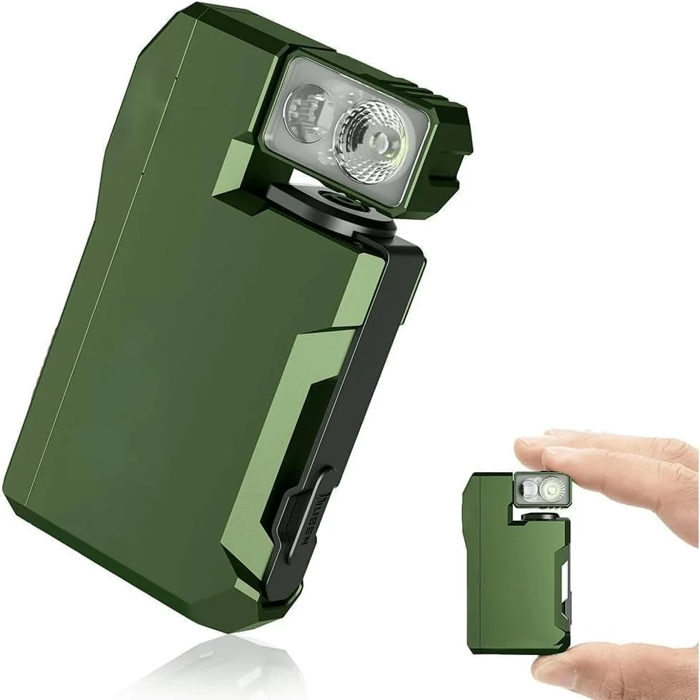 چراغ قوه مینیاتوری شارژی G5 EDC، چراغ LED قدرتمند 400 لومن جیبی، چراغ قوه جاکلیدی مغناطیسی USB-C، چراغ قوه کوچک تاکتیکی ضد آب IP68 برای کمپینگ، مواقع اضطراری (سبز)