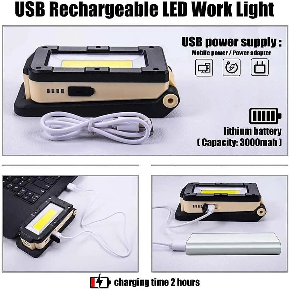 چراغ کار LED KASTWAVE، چراغ بازرسی COB مغناطیسی قابل شارژ با قلاب آویز، 4 حالت نورپردازی، روشنایی محل کار برای تعمیر خودرو، کمپینگ اضطراری، کوهنوردی