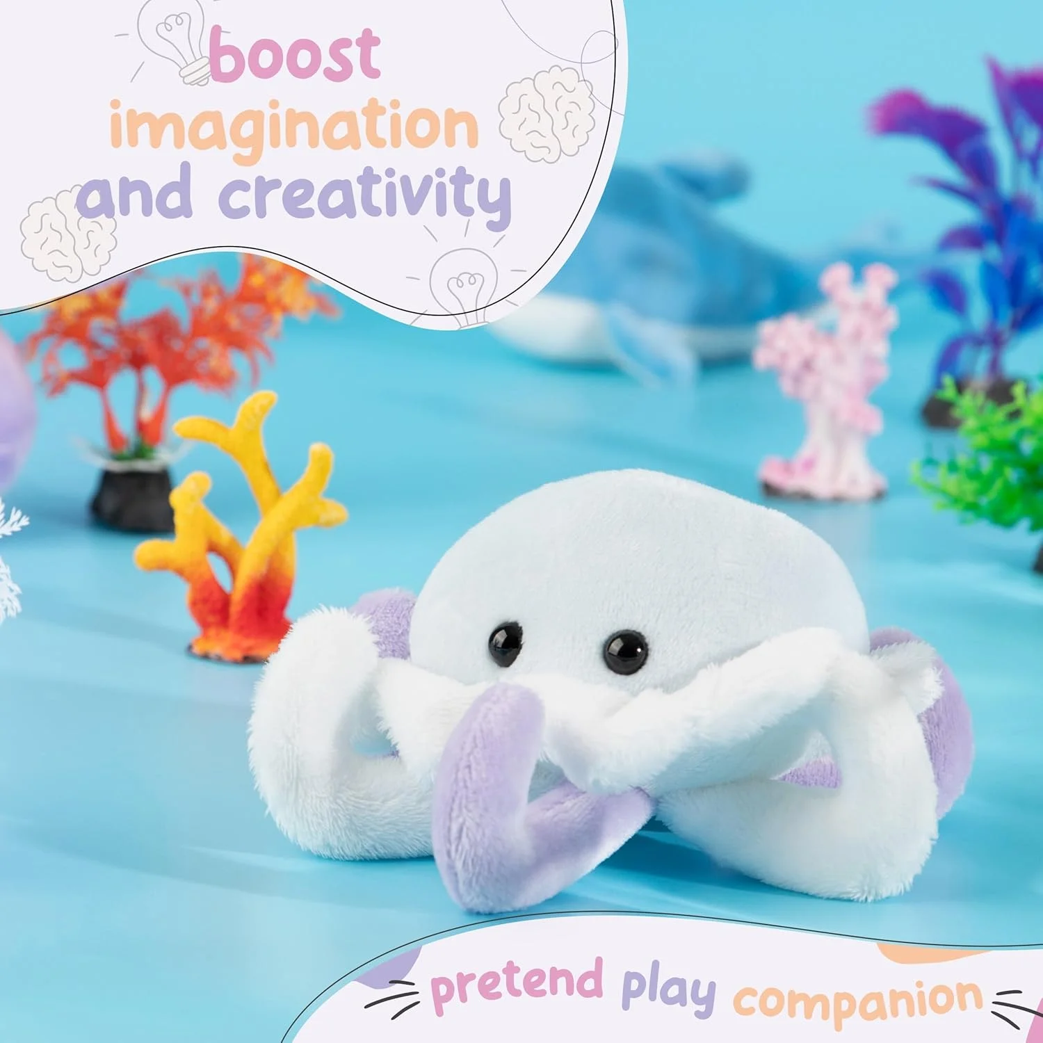 عروسک ژله ای جنگل و دوازدهم، مینی عروسک پولیشی تکی برای کودکان، هدیه مهمانی اقیانوسی و کیف های هدیه، جوایز جعبه گنج کلاس، هدیه جوراب ساق بلند (عروس دریایی)