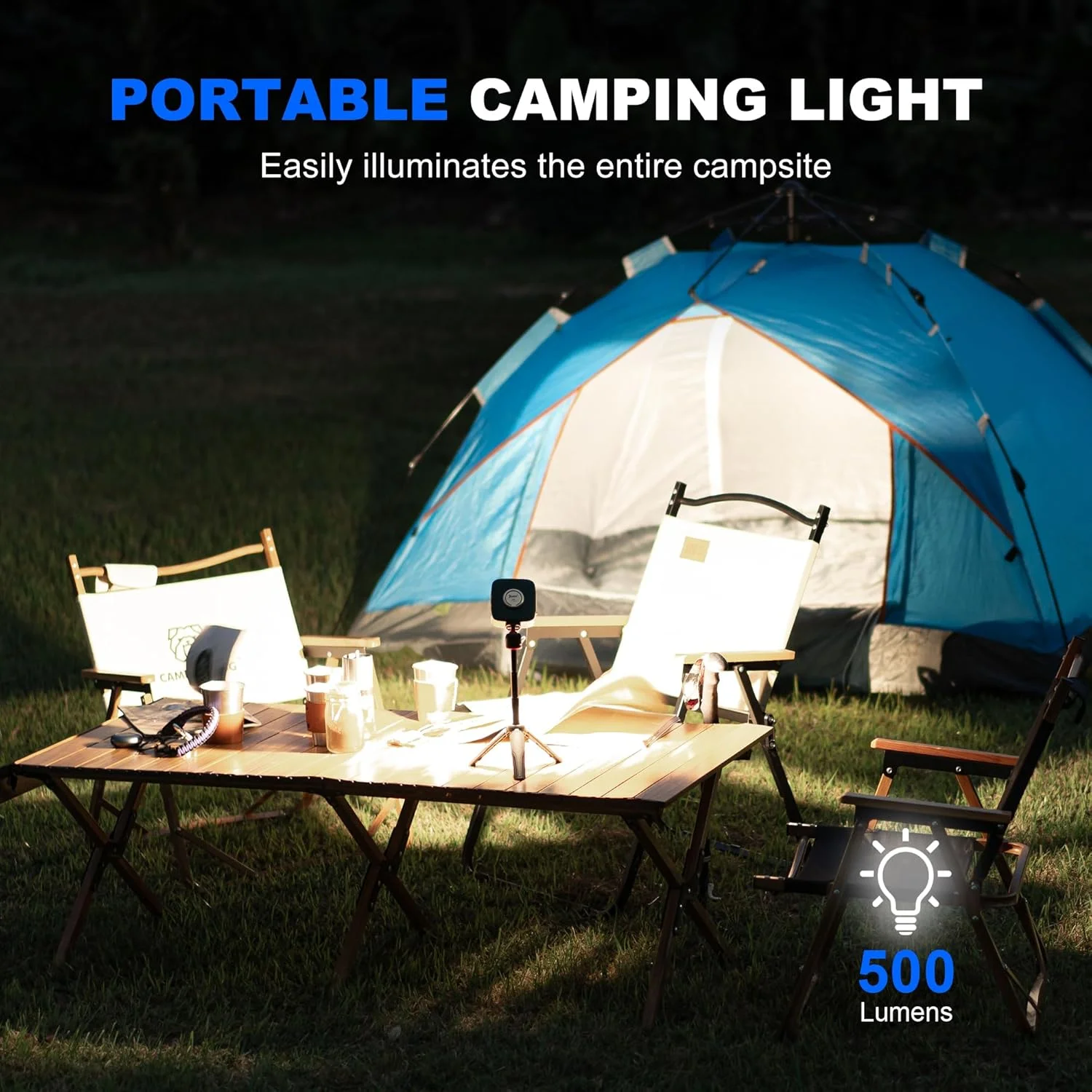 چراغ کمپینگ LED قابل شارژ WUBEN F5، چراغ LED 5200mAh با آهنربا، چراغ چادر ضد آب IP64 500LM با 3 حالت نور برای کمپینگ، پیاده روی، شرایط اضطراری طوفان، خانه و ماشین