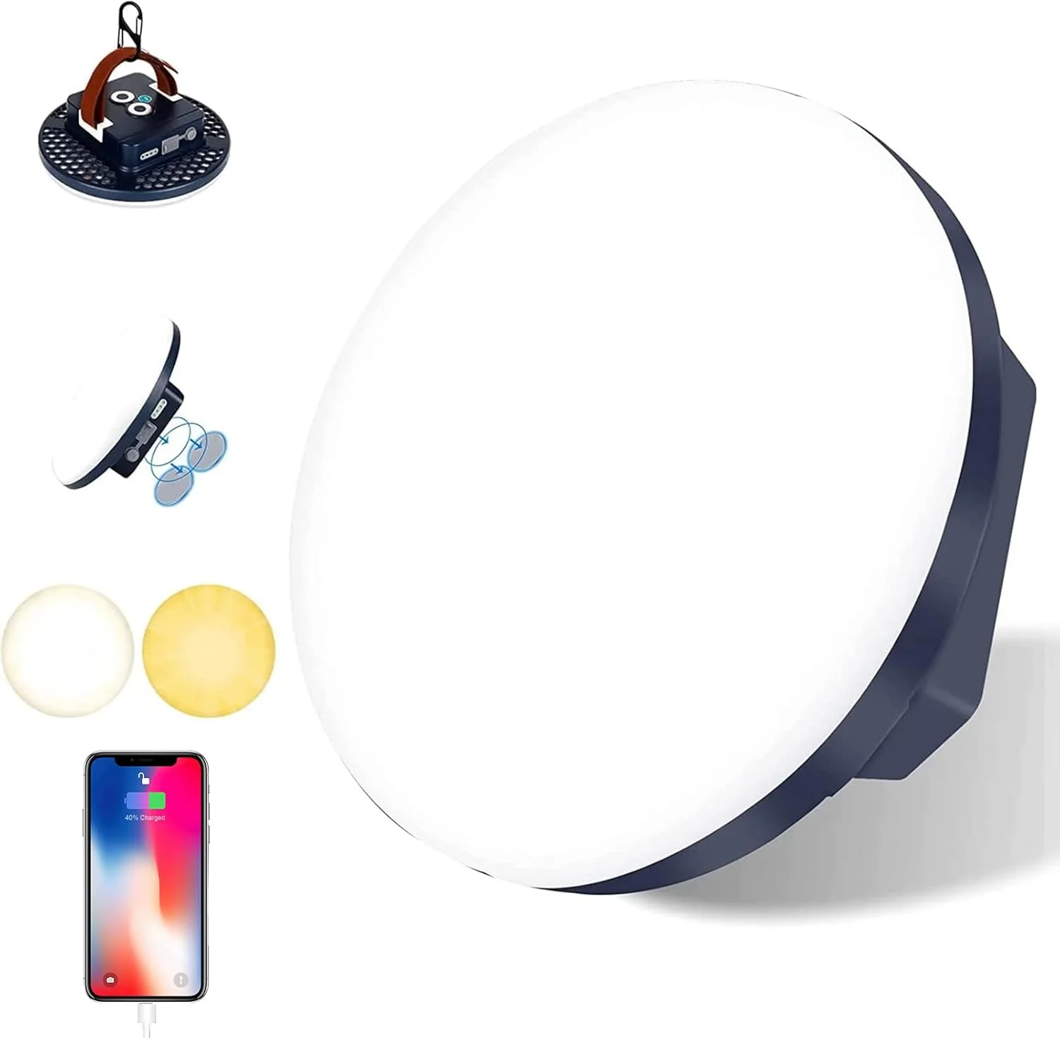 چراغ قوه قابل حمل LED کمپینگ IODOO 16500mAh 3000LM 3000K 6000K چراغ قابل شارژ 60 وات با آهنربا IP65 ضد آب مناسب چادر و زمان قطع برق