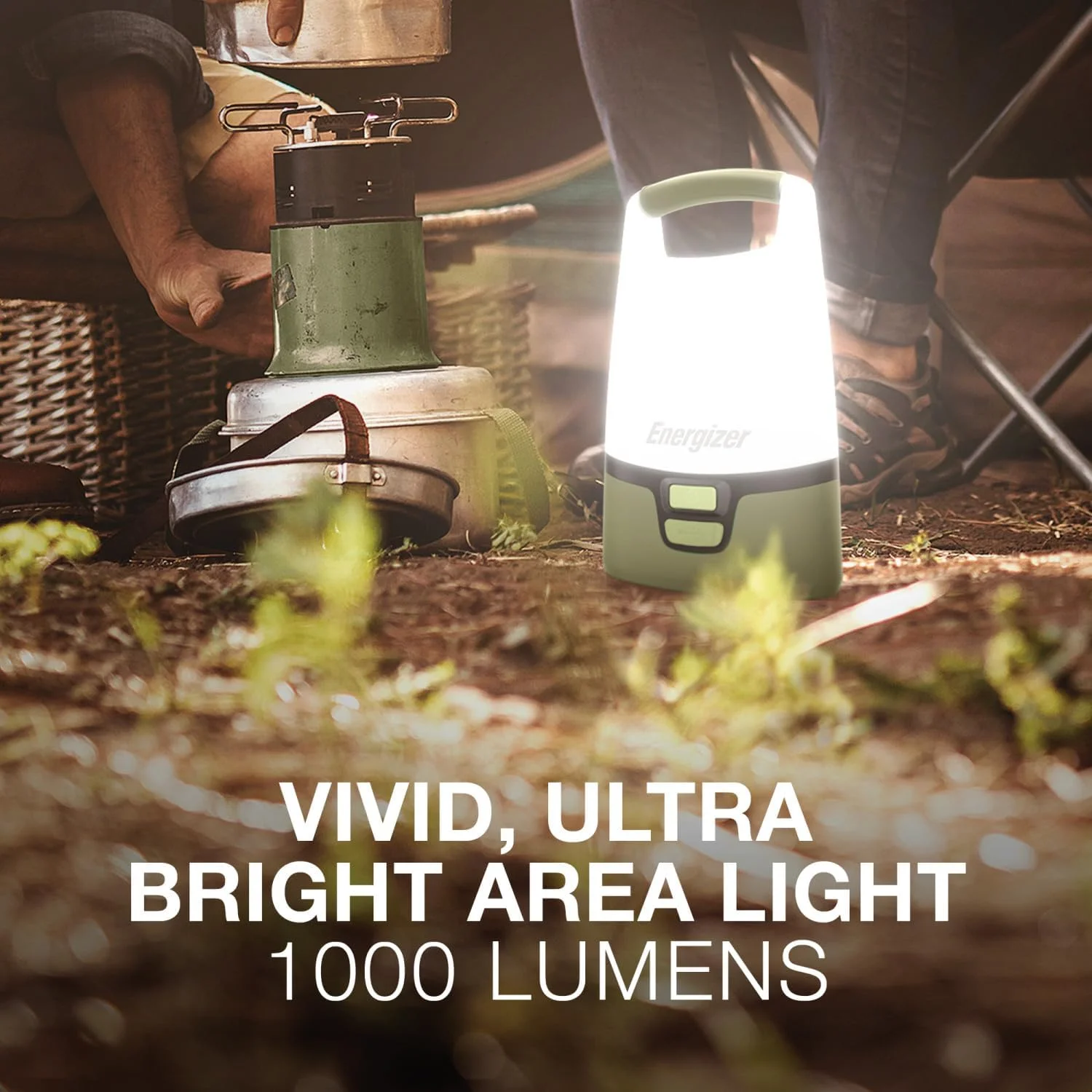 چراغ فانوسی LED شارژی Energizer Vision، چراغ کمپینگ روشن، چراغ اضطراری مقاوم در برابر آب با کابل شارژ Micro-USB، بسته 1 عددی، سبز جنگلی