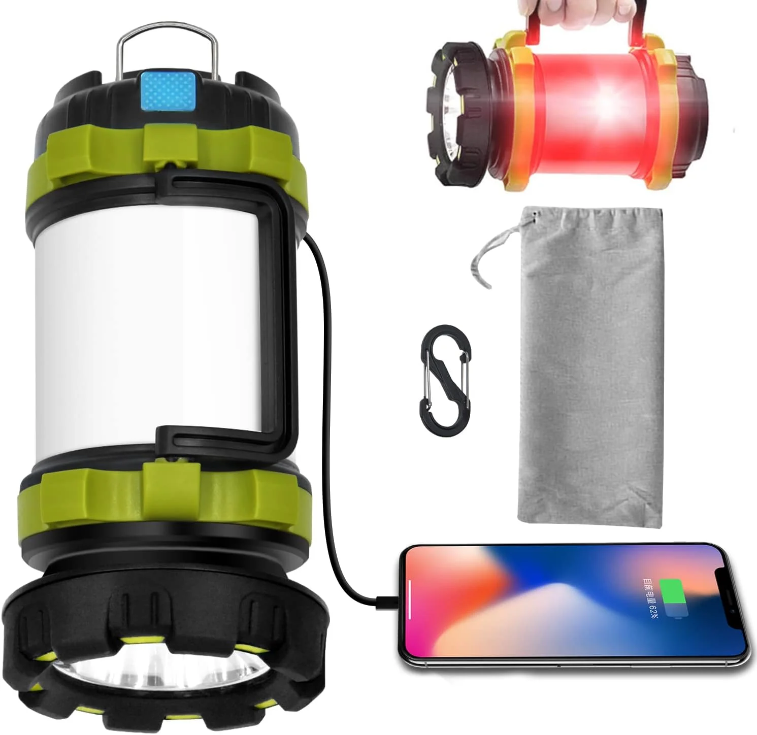 چراغ کمپینگ خورشیدی - چراغ های LED قابل شارژ، پایه مغناطیسی و قلاب آویز تاشو - چراغ تاشو با باتری، مناسب برای قطع برق، پیاده روی، کمپینگ، شرایط اضطراری