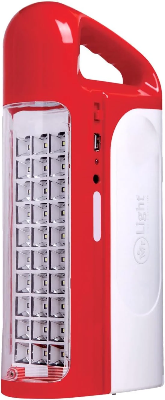چراغ قوه LED شارژی آقای لایت - چراغ اضطراری با دسته قابل حمل - 30 عدد LED پرقدرت، 12 ساعت کارکرد - ورودی های AC/DC/خورشیدی - MR580V7