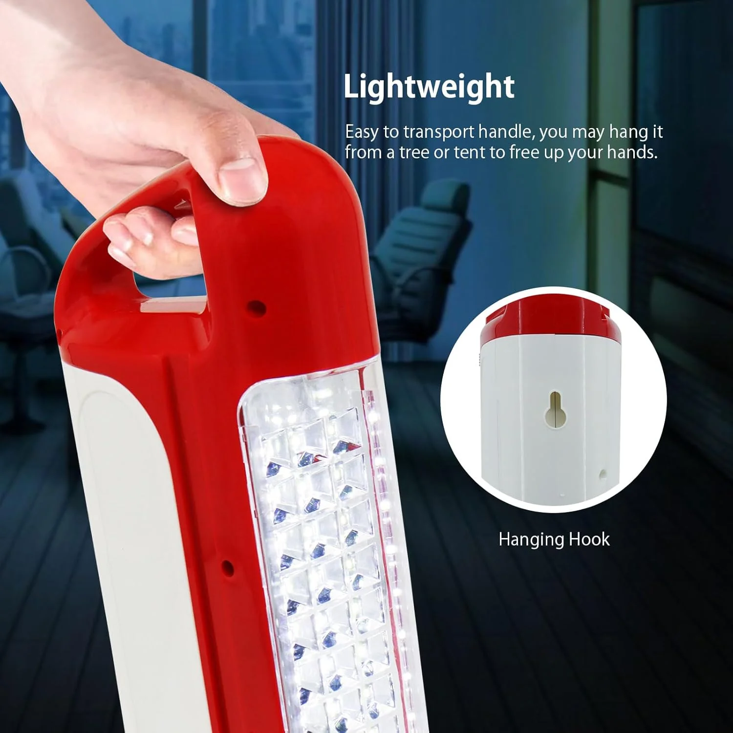 چراغ قوه LED شارژی آقای لایت - چراغ اضطراری با دسته قابل حمل - 30 عدد LED پرقدرت، 12 ساعت کارکرد - ورودی های AC/DC/خورشیدی - MR580V7