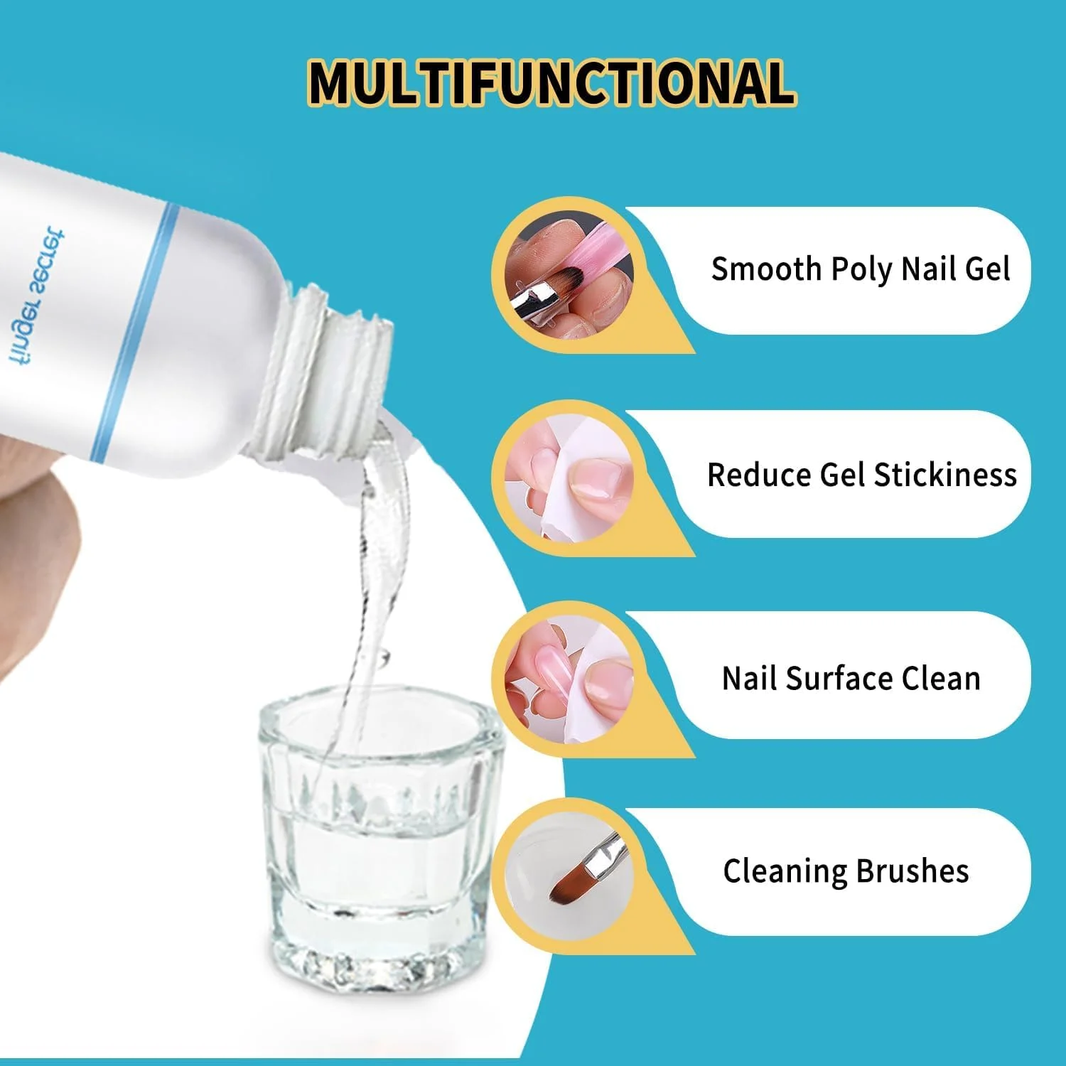 محلول لغزنده پلی ژل 240 میلی لیتری BEVINAS، کیت تمیز کننده ناخن، محلول های غیر چسبنده 2 عددی