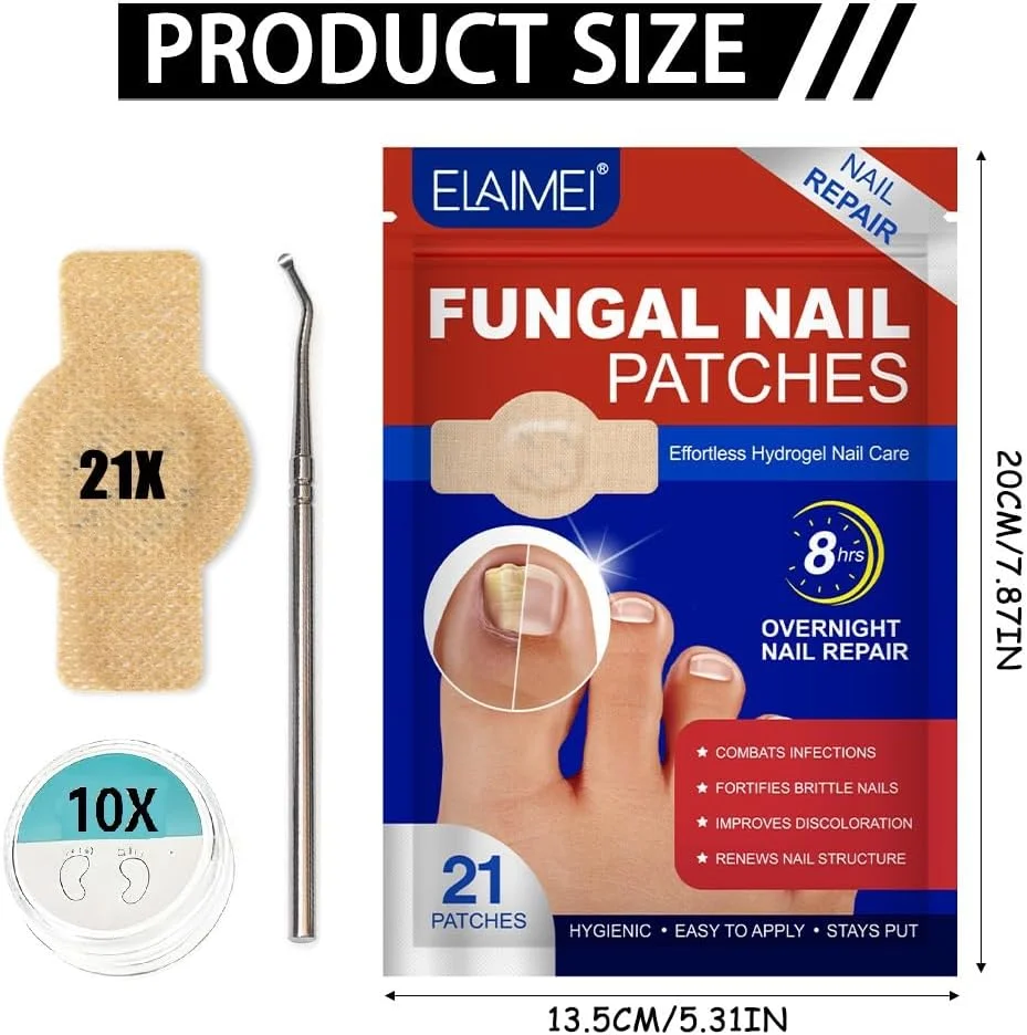 کیت درمان ناخن 3 در 1 PORUPAEL - 21 پد درمان ناخن + 10 نوار صاف کننده ناخن + 1 ابزار لیفتر ناخن پا برای تسکین ناخن های فرورفته و آسیب دیده