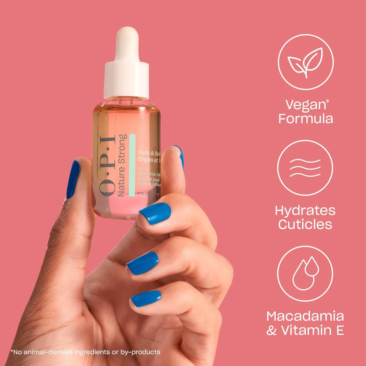 روغن ناخن و کوتیکول OPI Nature Strong Nails & Skin Glow Up - حاوی مواد با منشاء طبیعی و ویتامین E | روغن ناخن برای ناخن های آسیب دیده 8 میلی لیتر