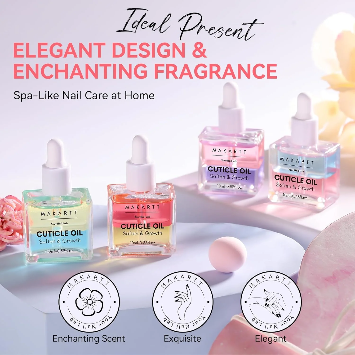 روغن کوتیکول ماکارت: 4 عدد روغن حاوی ویتامین E، کیت مراقبتی مرطوب کننده و مغذی برای رشد و استحکام ناخن، جذب سریع برای مانیکور و پدیکور یا سالن زیبایی روغن کوتیکول ماکارت: 4 عدد روغن حاوی ویتامین E، کیت مراقبتی مرطوب کننده و مغذی برای رشد و استحکام ناخن، جذب سریع برای مانیکور و پدیکور یا سالن زیبایی
