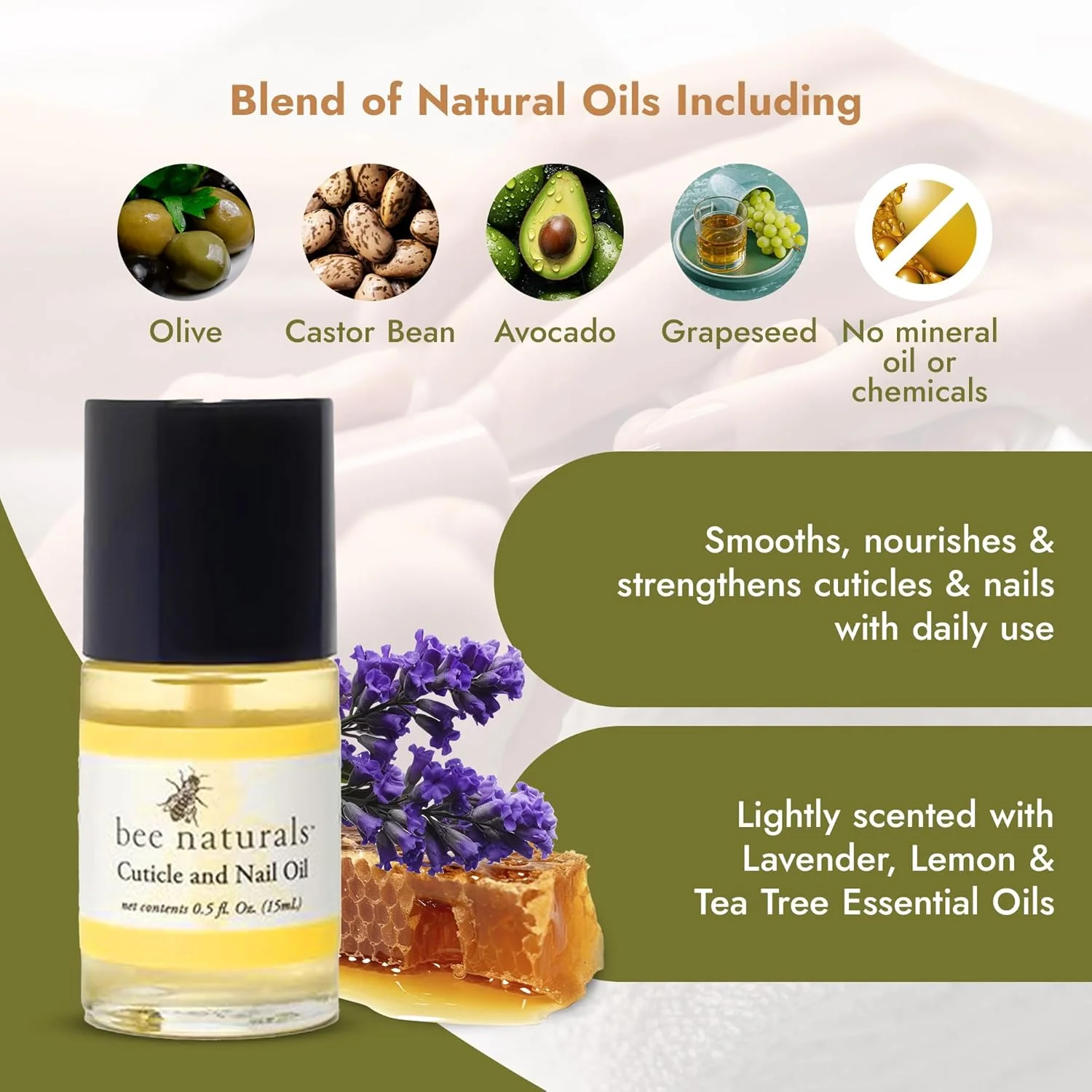 کیت روغن ناخن و کوتیکول Bee Naturals - تقویت کننده مغذی ناخن با ویتامین E، روغن زیتون و آووکادو - رایحه اسطوخودوس لیمو و درخت چای - اپلیکاتور قلمی آسان برای ناخن های سالم و احیا شده کیت روغن ناخن و کوتیکول Bee Naturals - تقویت کننده مغذی ناخن با ویتامین E، روغن زیتون و آووکادو - رایحه اسطوخودوس لیمو و درخت چای - اپلیکاتور قلمی آسان برای ناخن های سالم و احیا شده