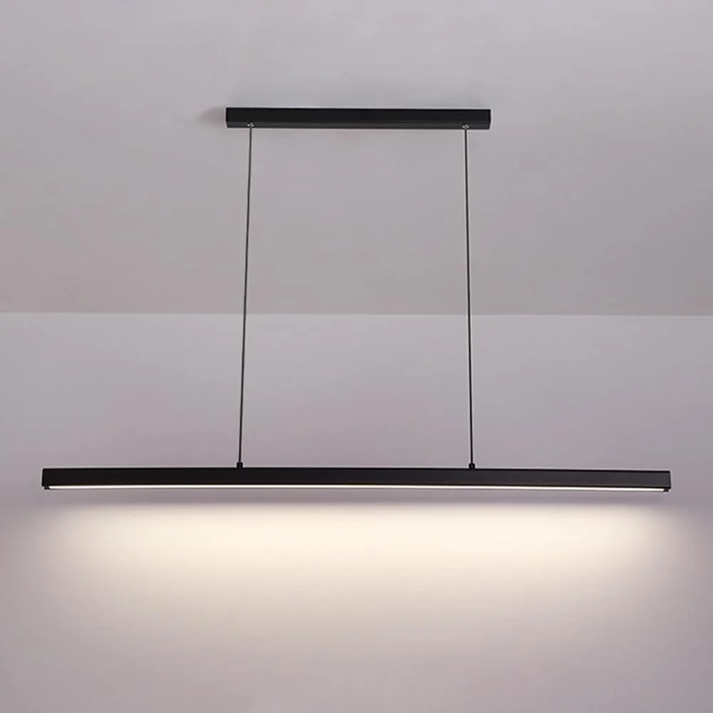 چراغ آویز خطی مدرن Jadssox، لوستر LED مشکی، چراغ سقفی، چراغ آویز نواری بلند 3000K برای اتاق غذاخوری، چراغ های جزیره آشپزخانه، چراغ های اداری