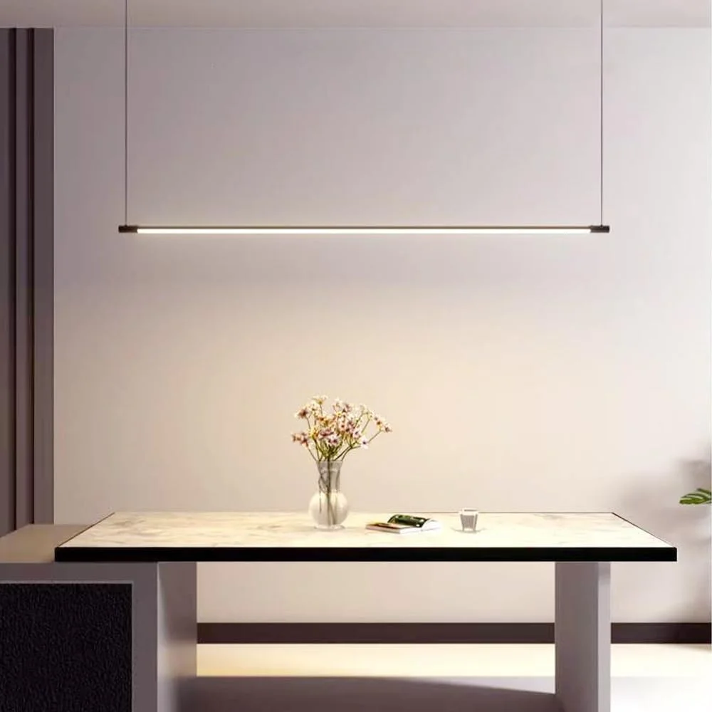 چراغ آویز خطی ال ای دی Jadssox، چراغ آویز مدرن و ساده برای جزیره آشپزخانه، چراغ آویز مشکی قابل تنظیم، چراغ های سقفی آویز اتاق ناهار خوری، بار، اتاق نشیمن، اتاق خواب، کنار تخت، تک بسته