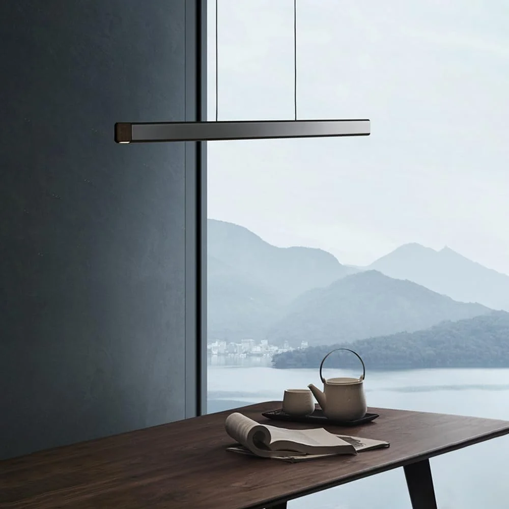 چراغ آویز خطی مدرن Jadssox، لوستر LED مشکی، چراغ سقفی، چراغ آویز نواری بلند 3000K برای اتاق غذاخوری، چراغ های جزیره آشپزخانه، چراغ های اداری