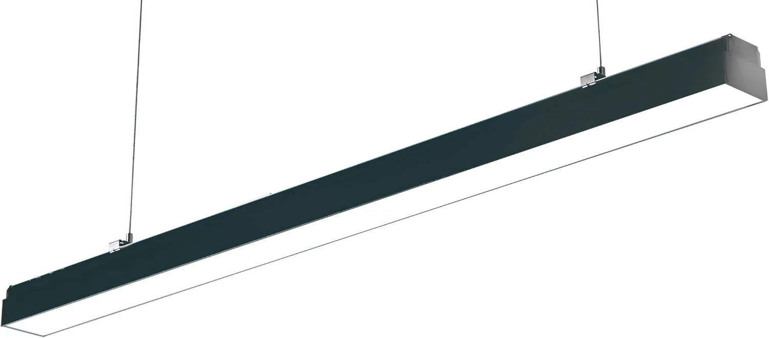 چراغ آویز خطی ال ای دی 80 وات، 1.2 متری - 5200 لومن، CRI ≥80، SMD، زاویه تابش 120 درجه، 3 رنگ - سفید-سفید گرم-سفید طبیعی بدنه آلومینیوم + PC، روشنایی مدرن سقفی آویز برای فضاهای اداری و تجاری