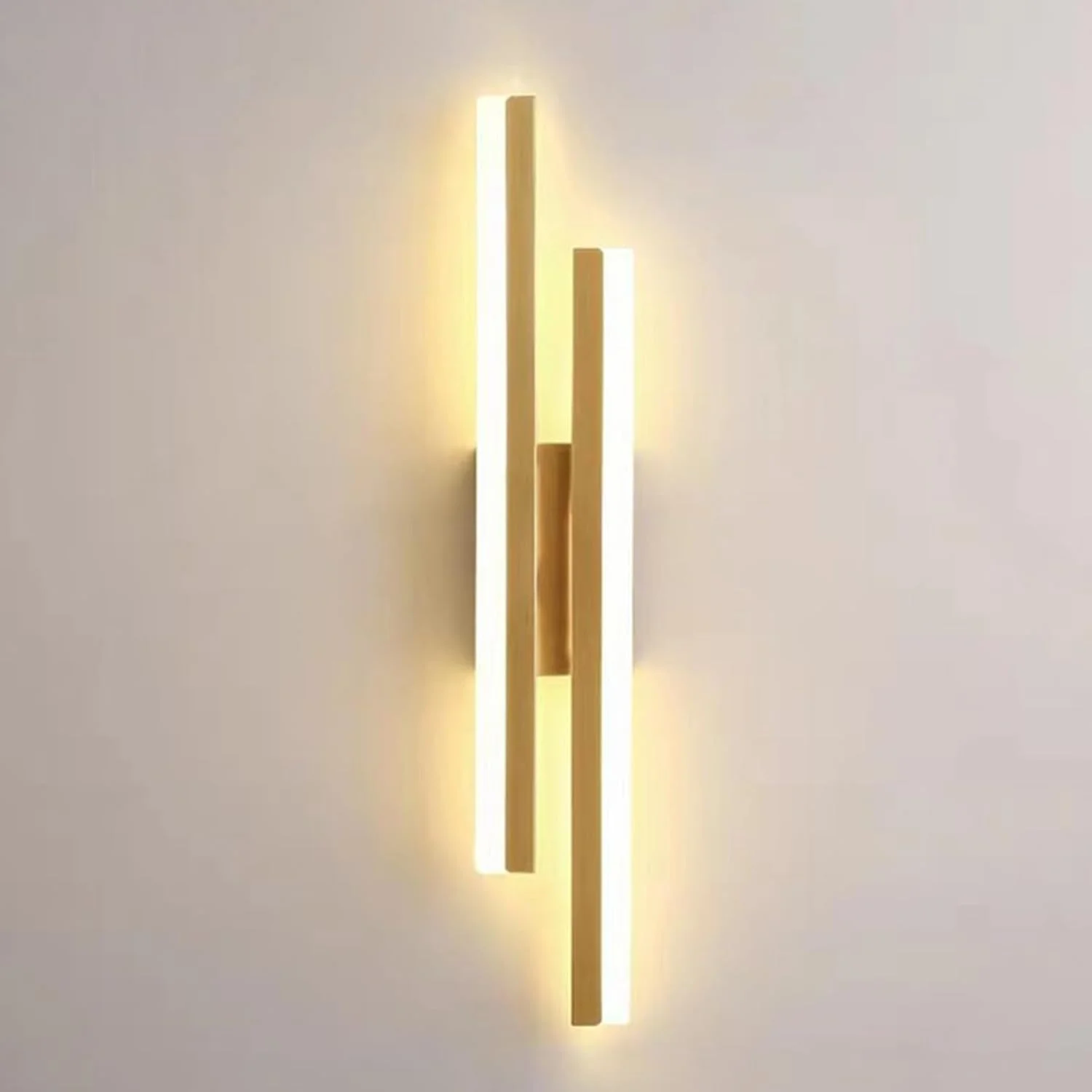 چراغ دیواری، آباژور اکریلیک، چراغ دیواری فلزی خطی، چراغ ال ای دی مدرن، چراغ دیواری کنار تخت، نوار طلایی (نور گرم 3000K)