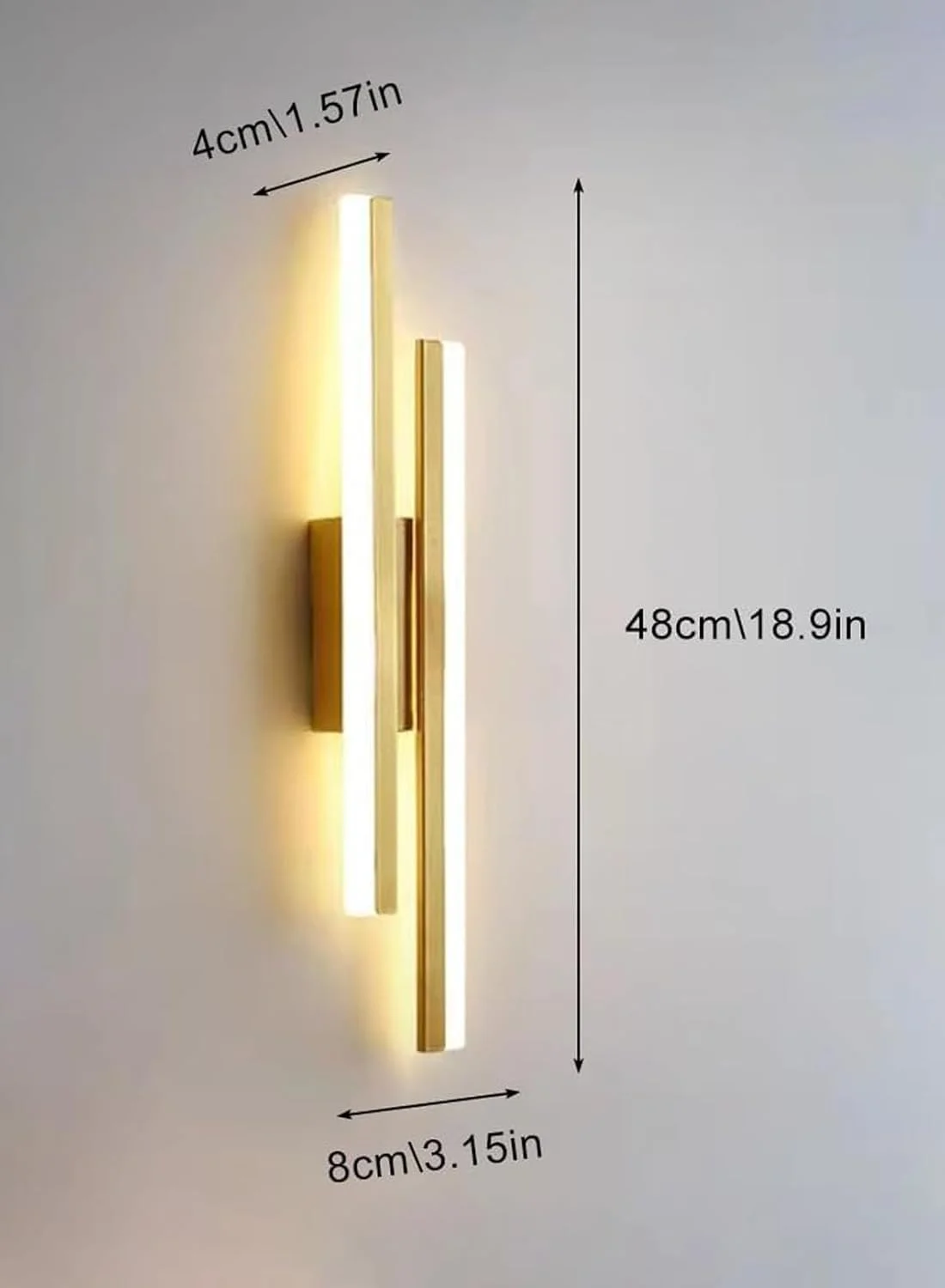 چراغ دیواری، آباژور اکریلیک، چراغ دیواری فلزی خطی، چراغ ال ای دی مدرن، چراغ دیواری کنار تخت، نوار طلایی (نور گرم 3000K)