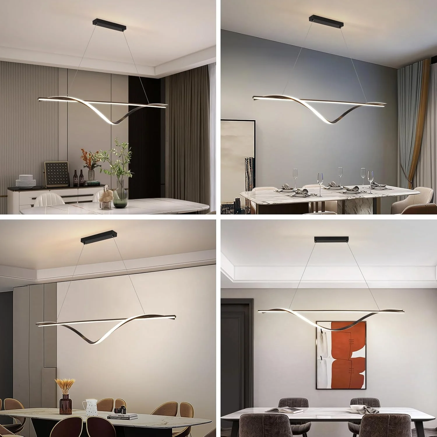 لوستر خطی مدرن ال ای دی YATAI برای اتاق غذاخوری و جزیره آشپزخانه، چراغ لوستر دیمر پذیر برای بالای میز غذاخوری با کنترل از راه دور، ارتفاع قابل تنظیم و 3 دمای رنگ