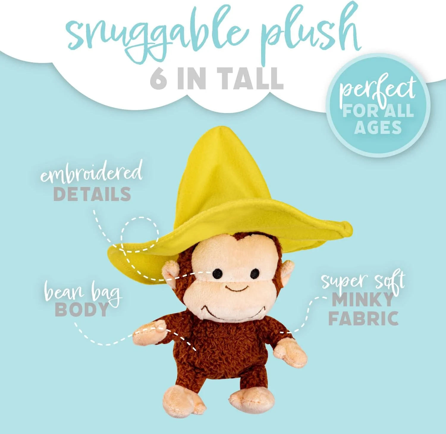 عروسک پولیشی میمون کنجکاو جورج با کلاه زرد، هدیه ای نرم و بغلی برای نوزادان و کودکان - 7 اینچ عروسک پولیشی میمون کنجکاو جورج با کلاه زرد، هدیه ای نرم و بغلی برای نوزادان و کودکان - 7 اینچ