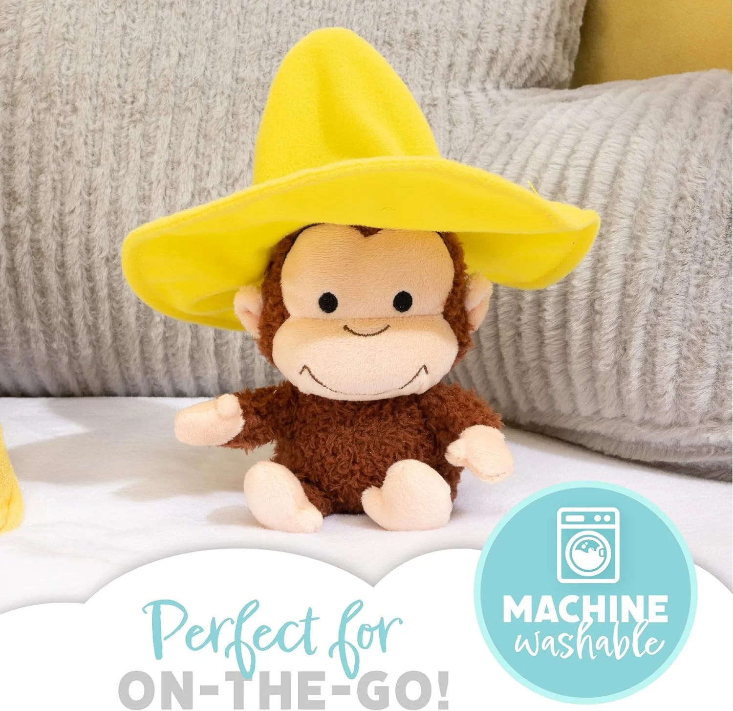عروسک پولیشی میمون کنجکاو جورج با کلاه زرد، هدیه ای نرم و بغلی برای نوزادان و کودکان - 7 اینچ عروسک پولیشی میمون کنجکاو جورج با کلاه زرد، هدیه ای نرم و بغلی برای نوزادان و کودکان - 7 اینچ