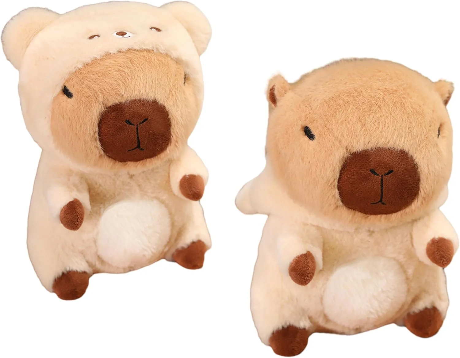 عروسک پولیشی کاپيبارا، حیوان عروسکی با لباس خرس، کاپيبارای بامزه 25 سانتی متری با لباس خرس، هدیه پولیشی نرم برای کودکان و عاشقان