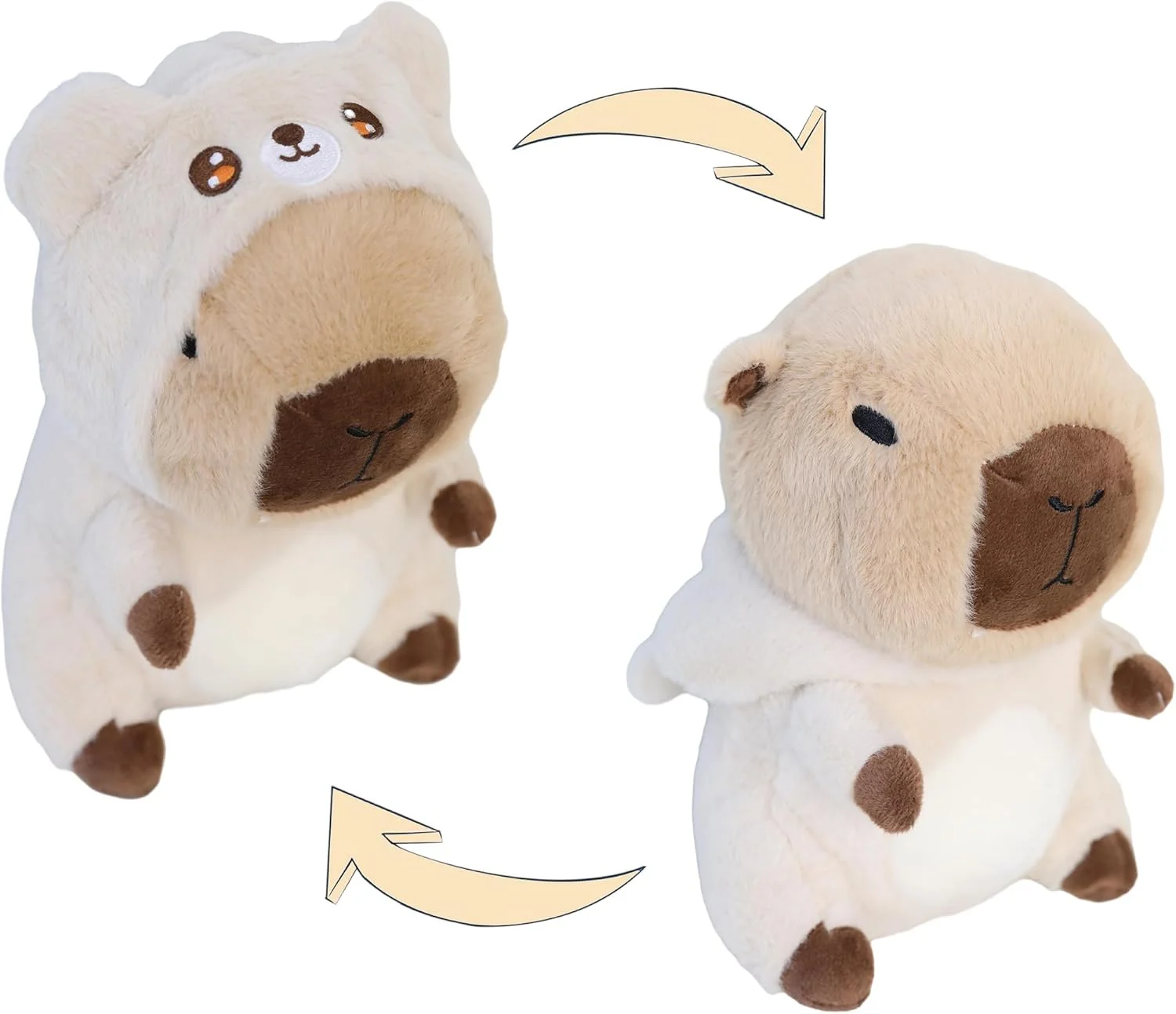 عروسک پولیشی کاپيبارا، حیوان عروسکی با لباس خرس، کاپيبارای بامزه 25 سانتی متری با لباس خرس، هدیه پولیشی نرم برای کودکان و عاشقان