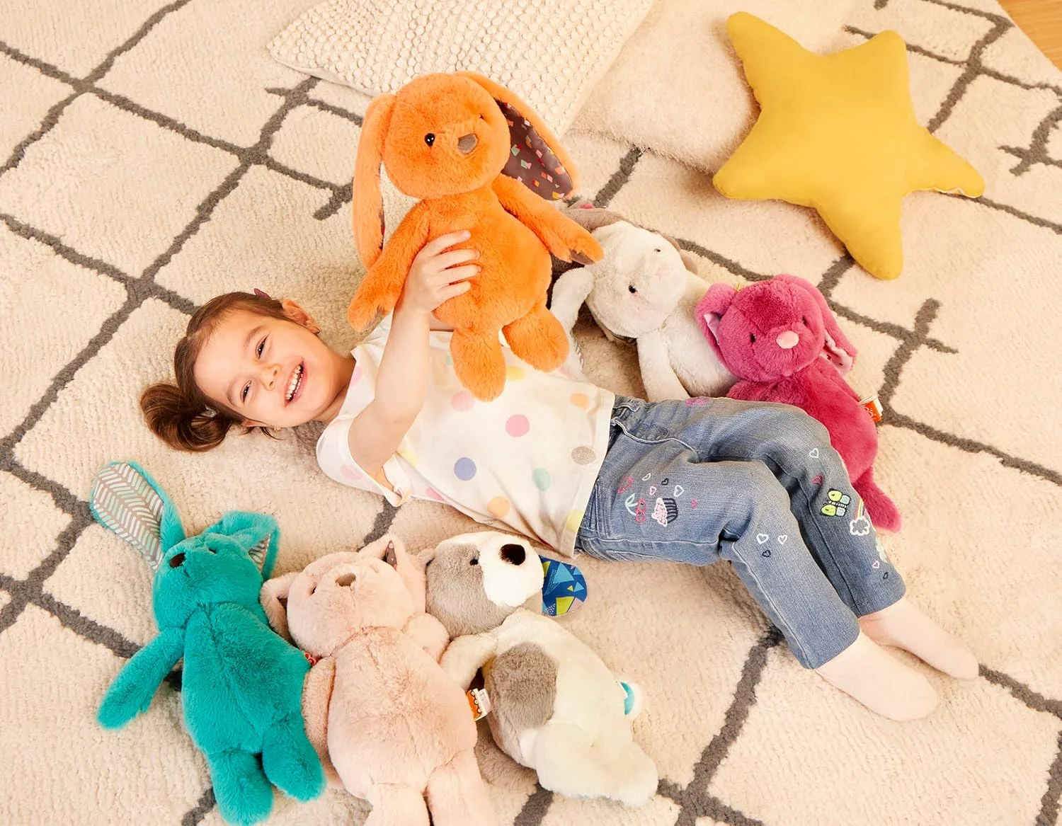 B. toys - خرگوش پولیشی - حیوان عروسکی فوق العاده نرم - بژ - 30 سانتی متر - Happyhues - خرگوش کره ای - قابل شستشو